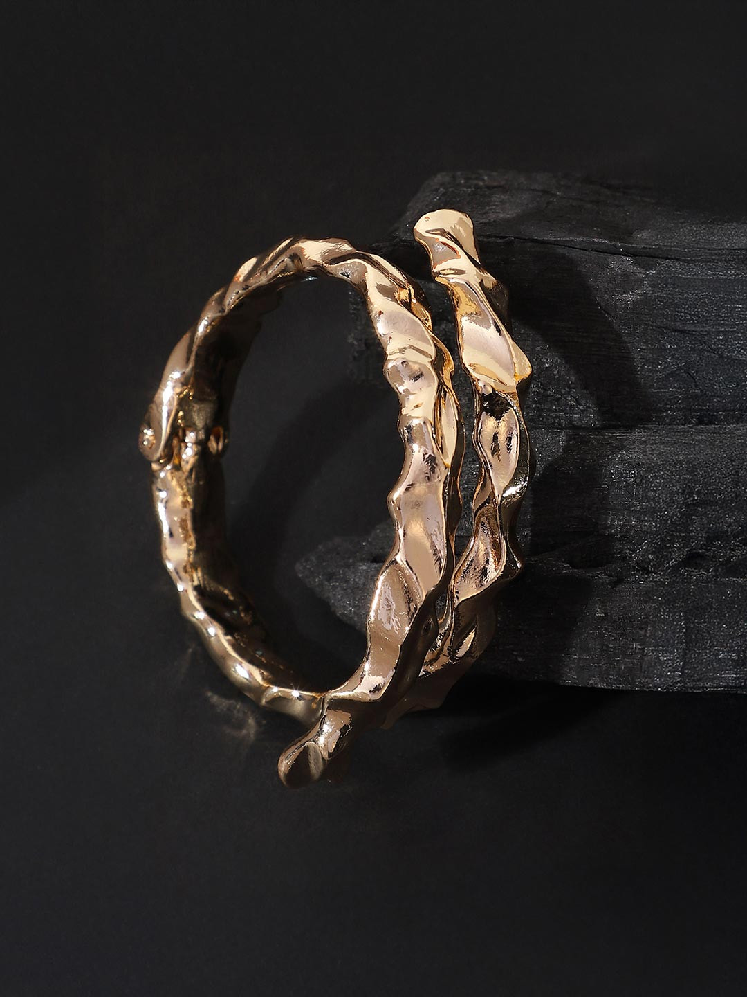 SOHI Women Gold-Plated Crumple-Wrap Cuff Bracelet