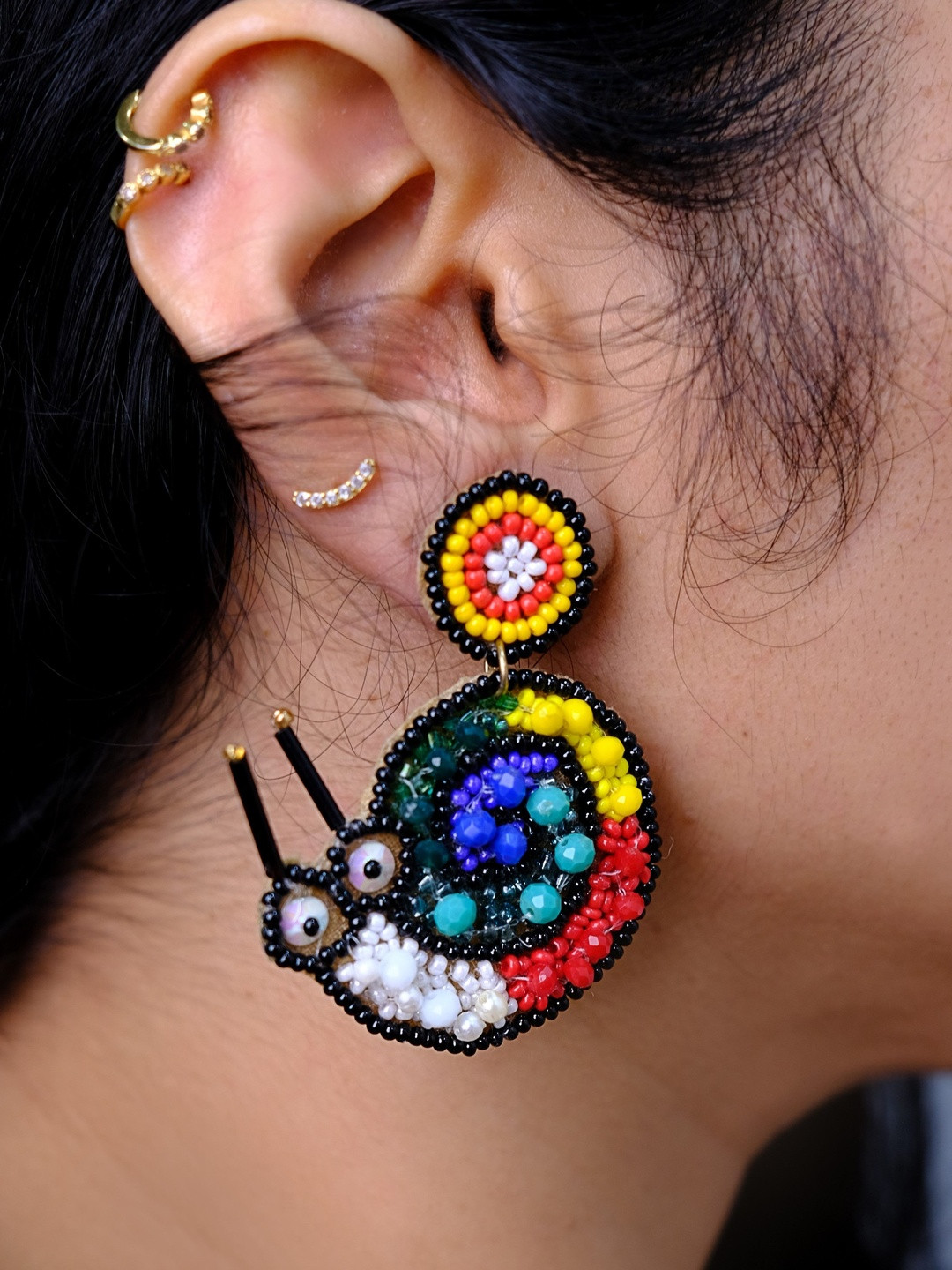Abeo Artificial Beaded Snail Shaped Drop Earrings