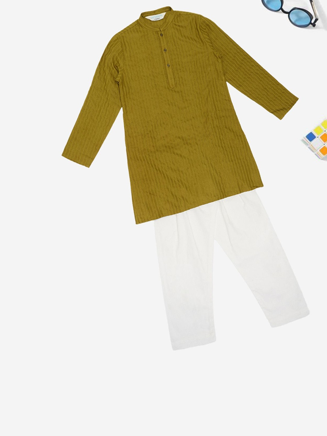 indus route by Pantaloons Boys Woven Design Self Design Kurta with Pyjama