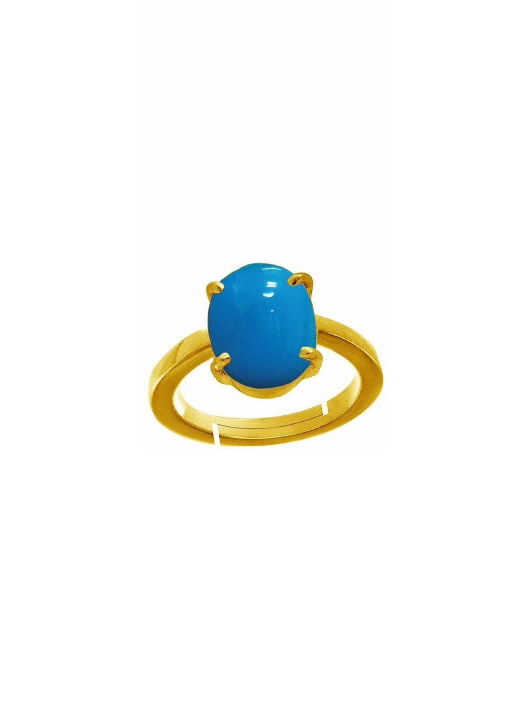 elitemart Gold-Plated Brass Turquoise Finger Ring