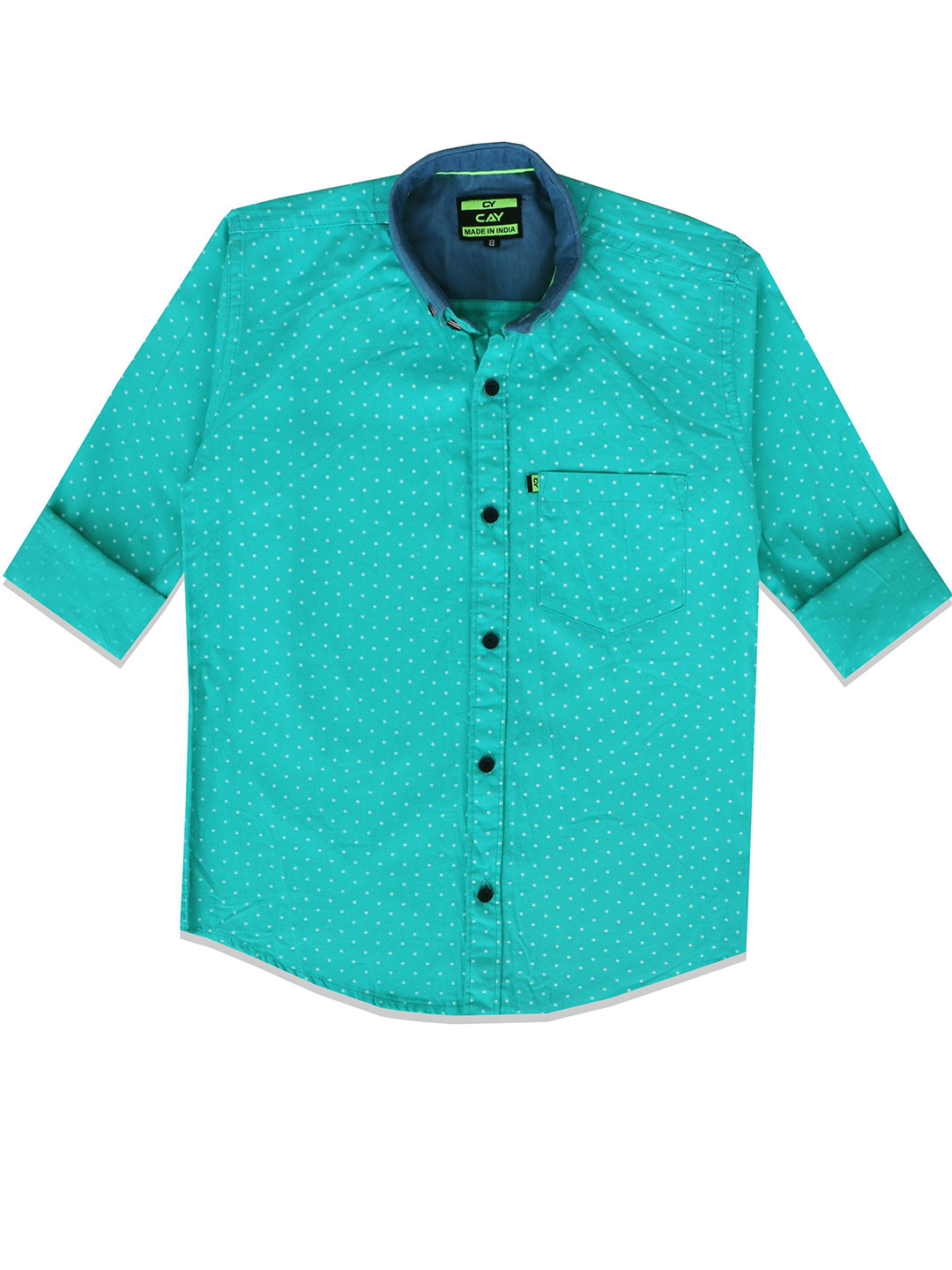 CAY Boys Standard Polka Dot Printed Button Down Collar Cotton Shirt