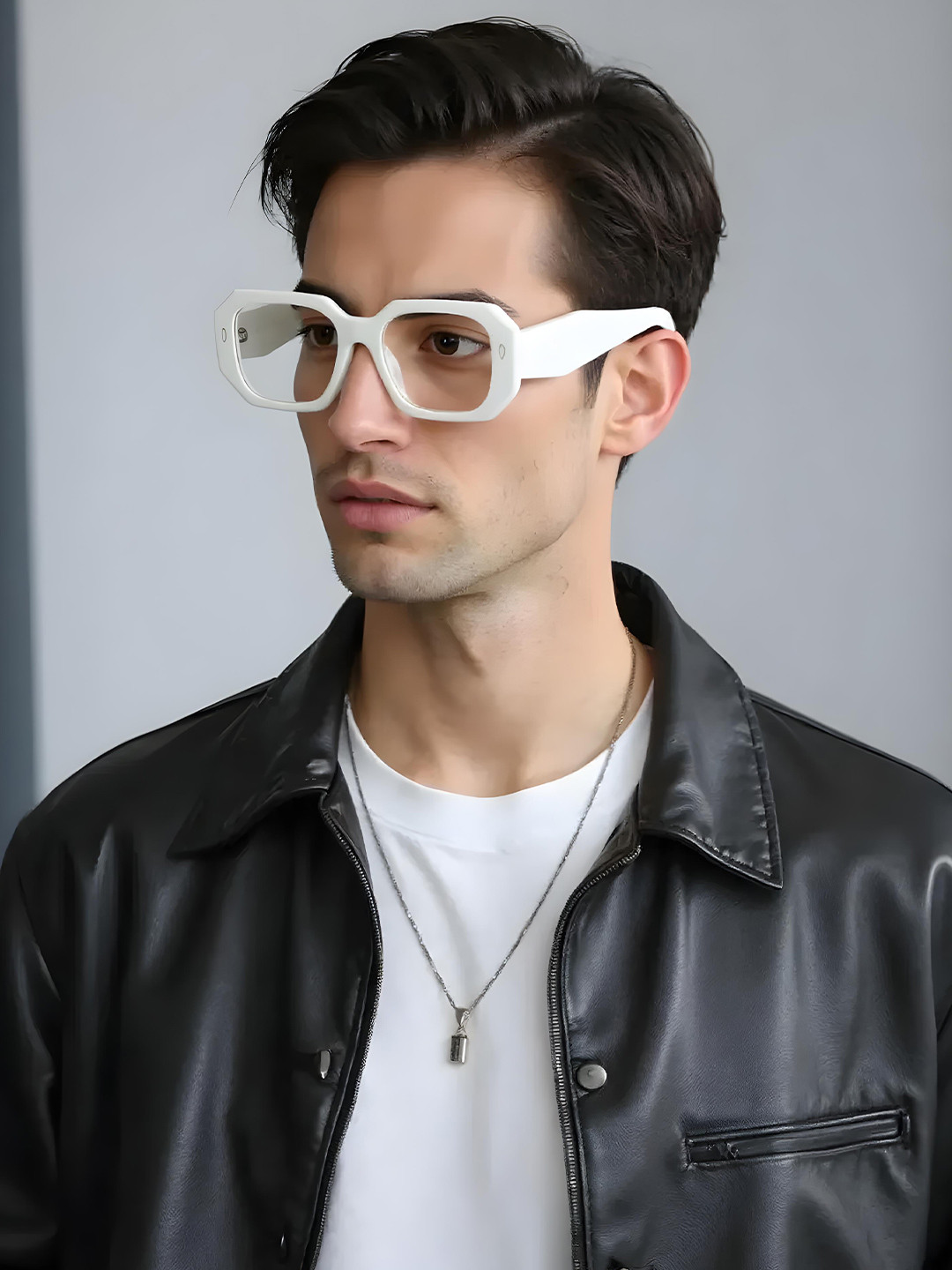 Ted Smith Unisex White Premium Acetate Full Rim Rectangle Frames