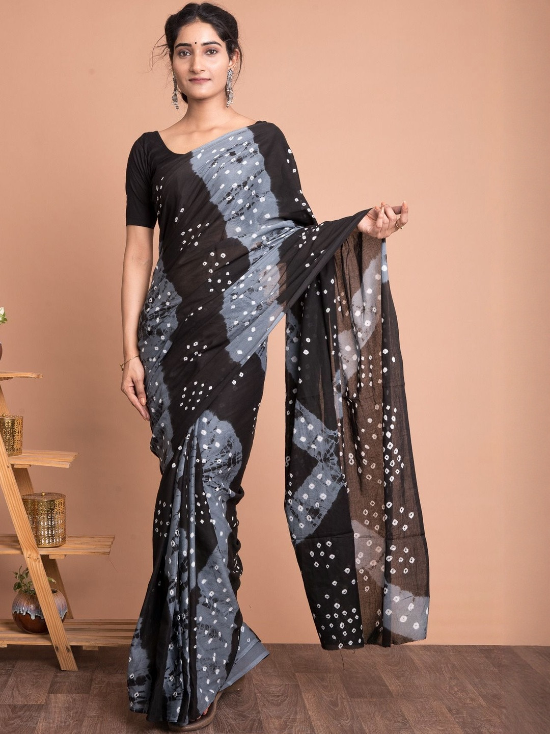 Kishori Sarees Printed Mulmul Cotton Bandhani Saree