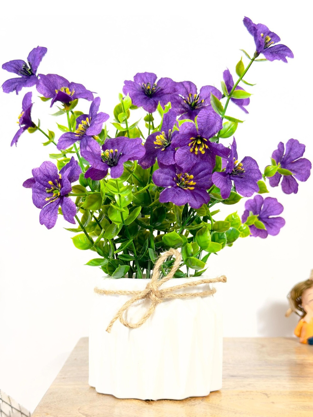 Dekorly Purple Plastic  Artificial Flowers & Plants With Pot