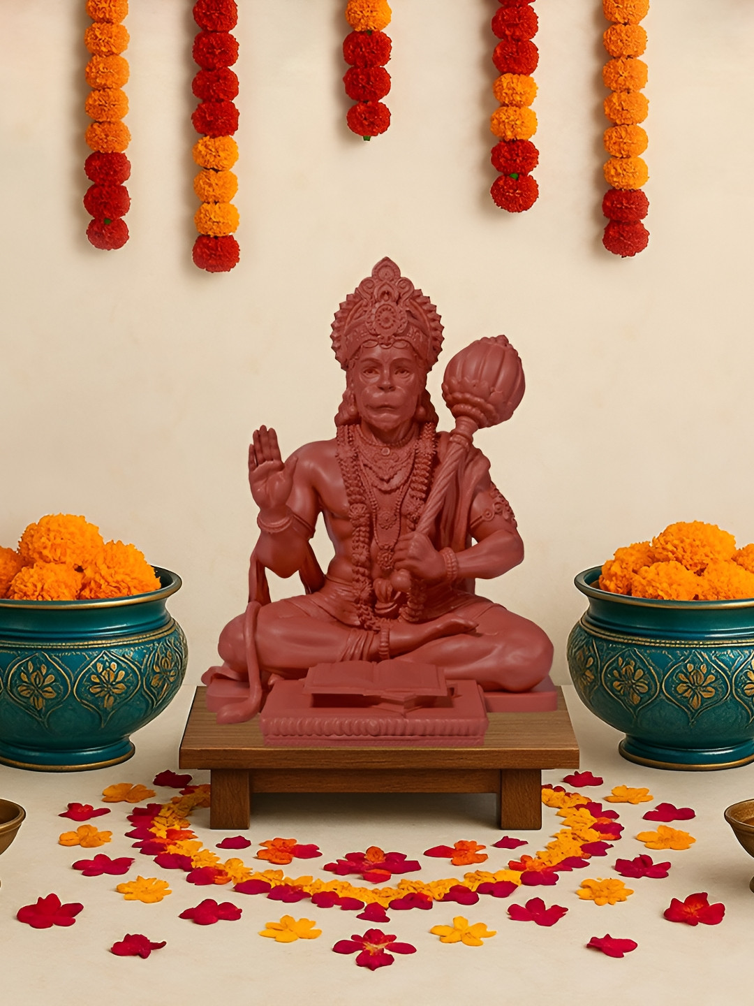 Rudjap Brown Hanuman Dada Religious Resin Idol Showpiece