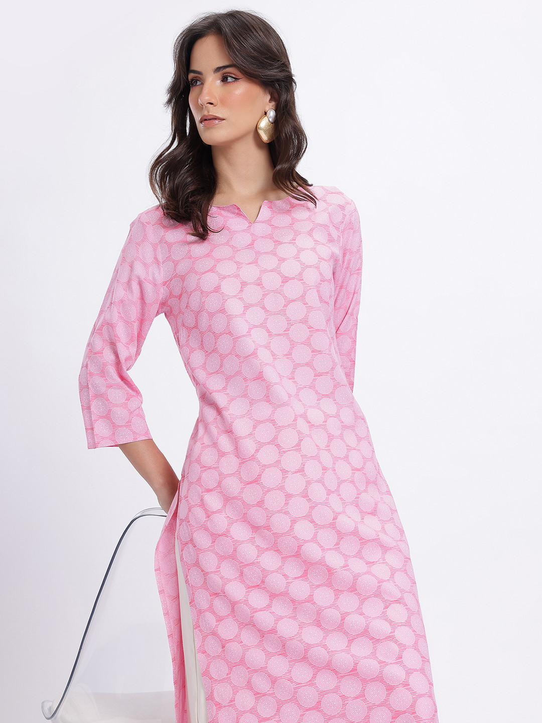 Anouk Rustic Polka Dotted Straight Kurta