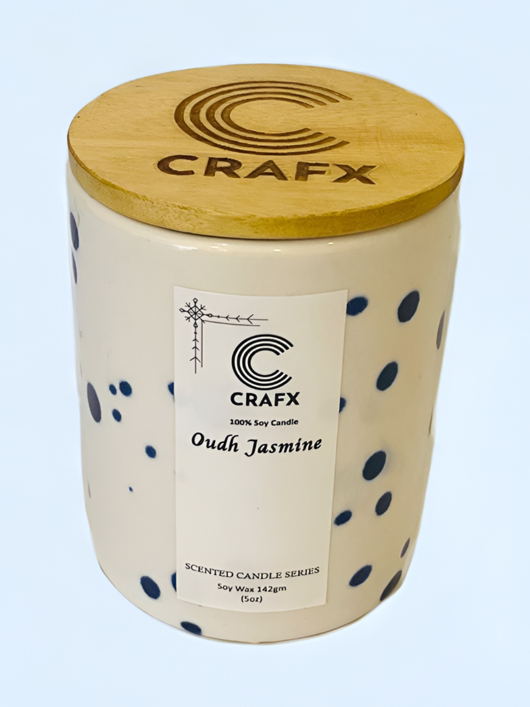 Crafx White & Blue Jar Candle