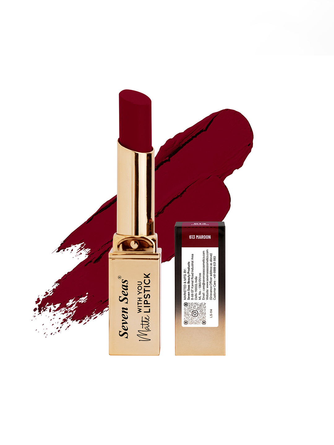 Seven Seas Matte With You Paraben Free Bullet Lipstick : Maroon 613