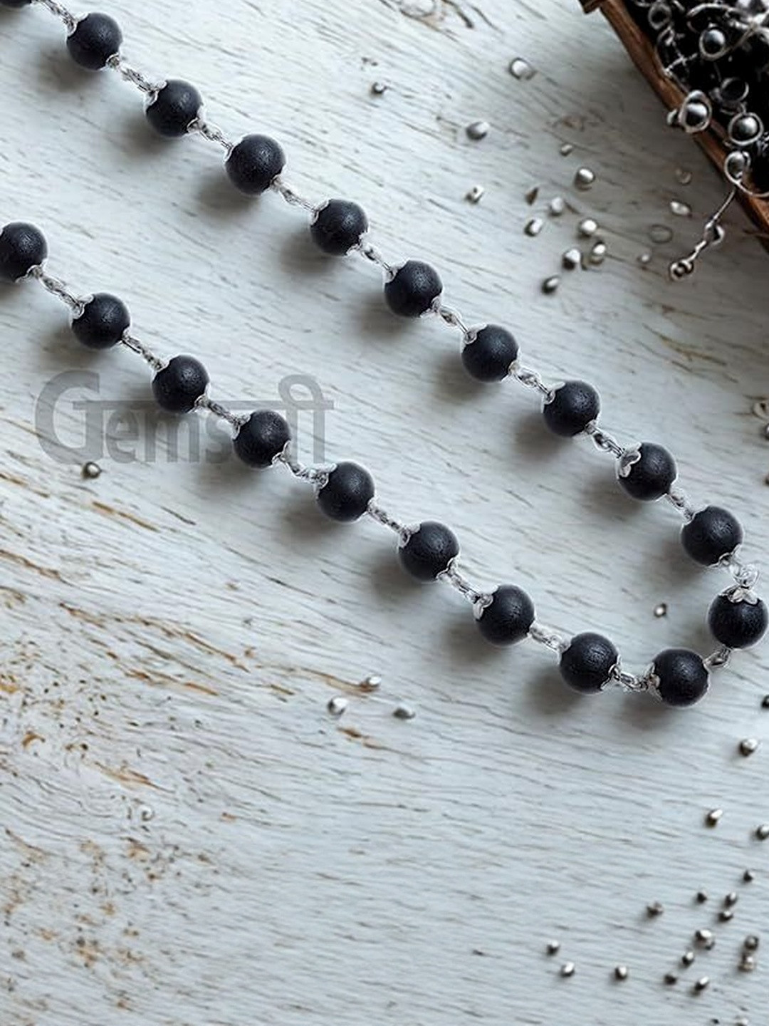 VIBESLE Unisex Silver Plated Karungali Mala