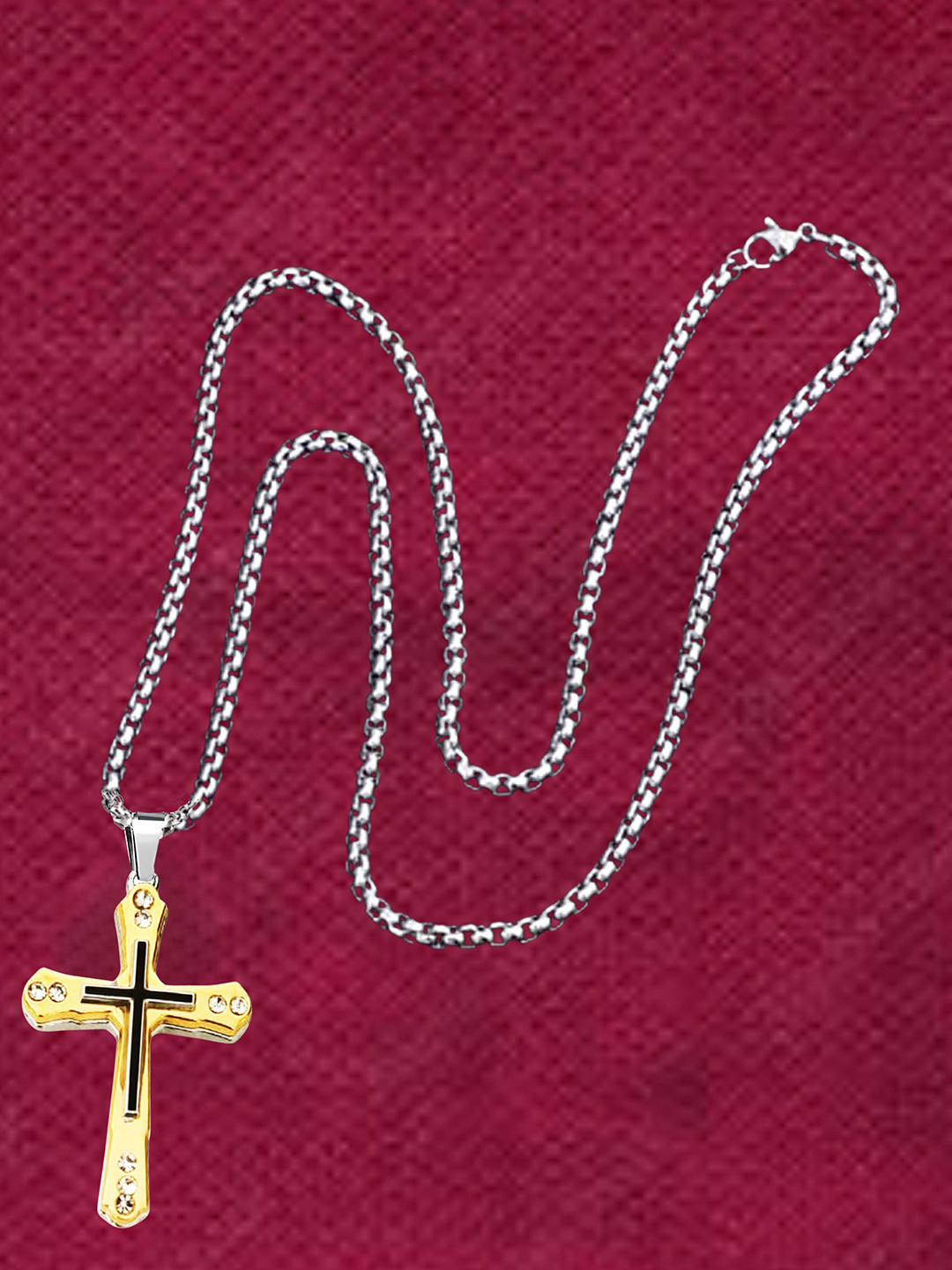 THE MEN GIFT Gold-Plated Jesus Crucifix Cross Pendant With Chain