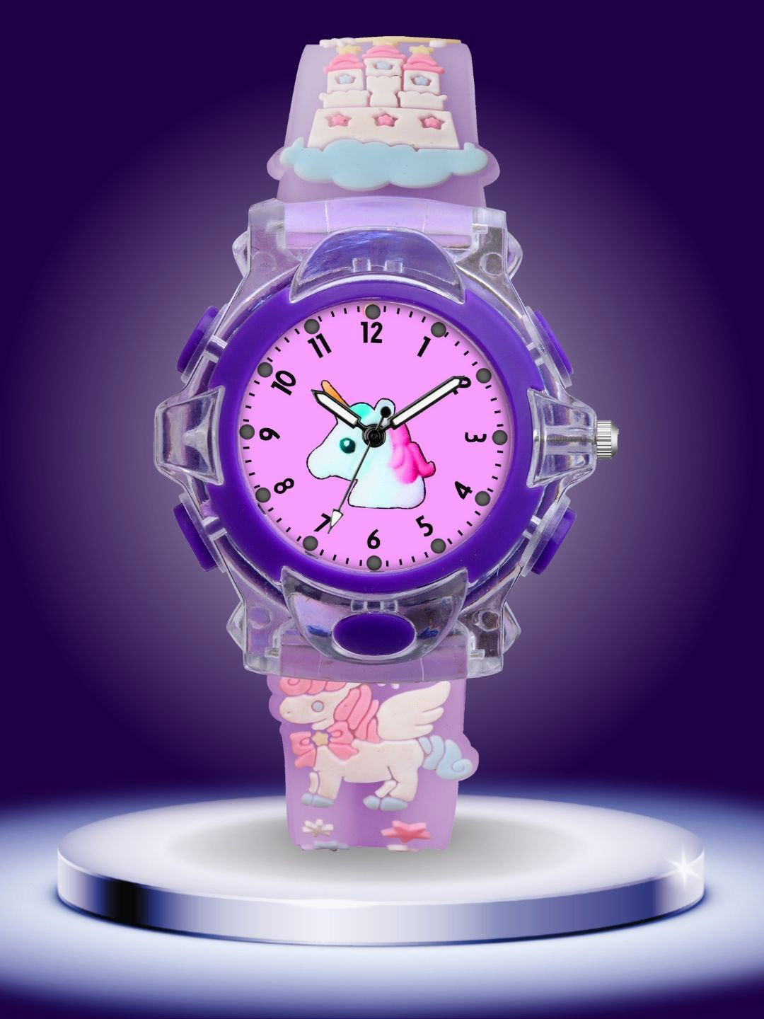 PAPIO Kids Embellished Dial & Straps Analogue Watch KD-137 PURPLE UNICORN