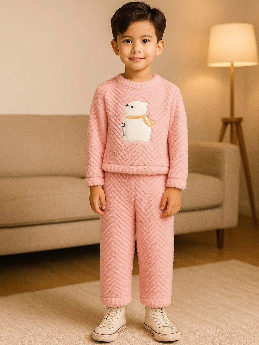 Keenuu Kids Bear Printed Round Neck Slip On Pyjama Night Suit