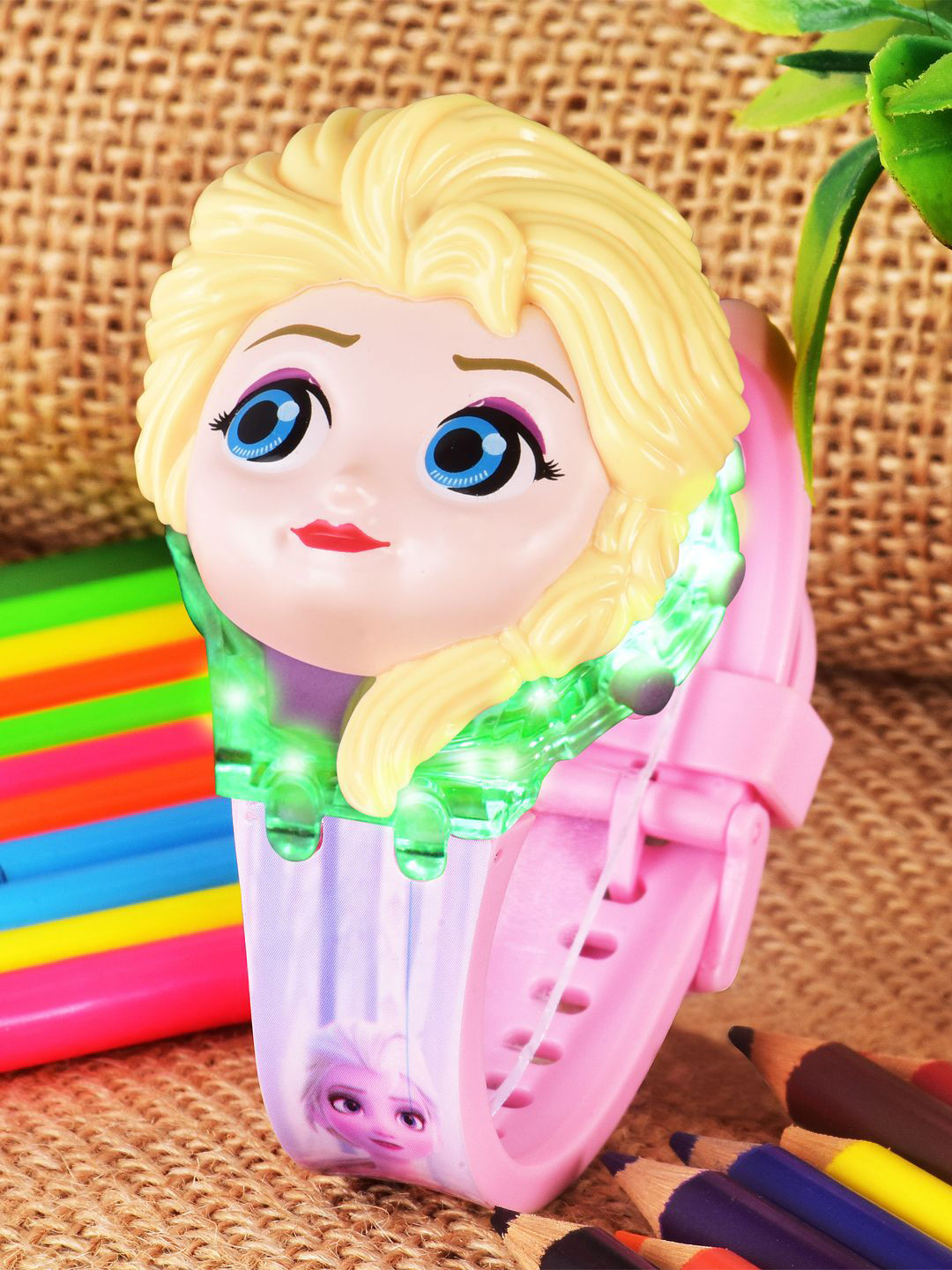 Shocknshop Girls Musical Cartoon Back Ground Disco Light Digital Watch WCH349 Frozen