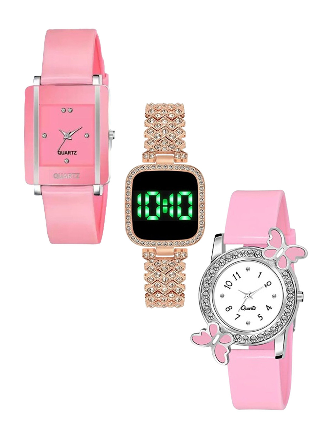 THE SHOPOHOLIC Women Pack of 3 Analogue Watch TS-K-BF-PINK