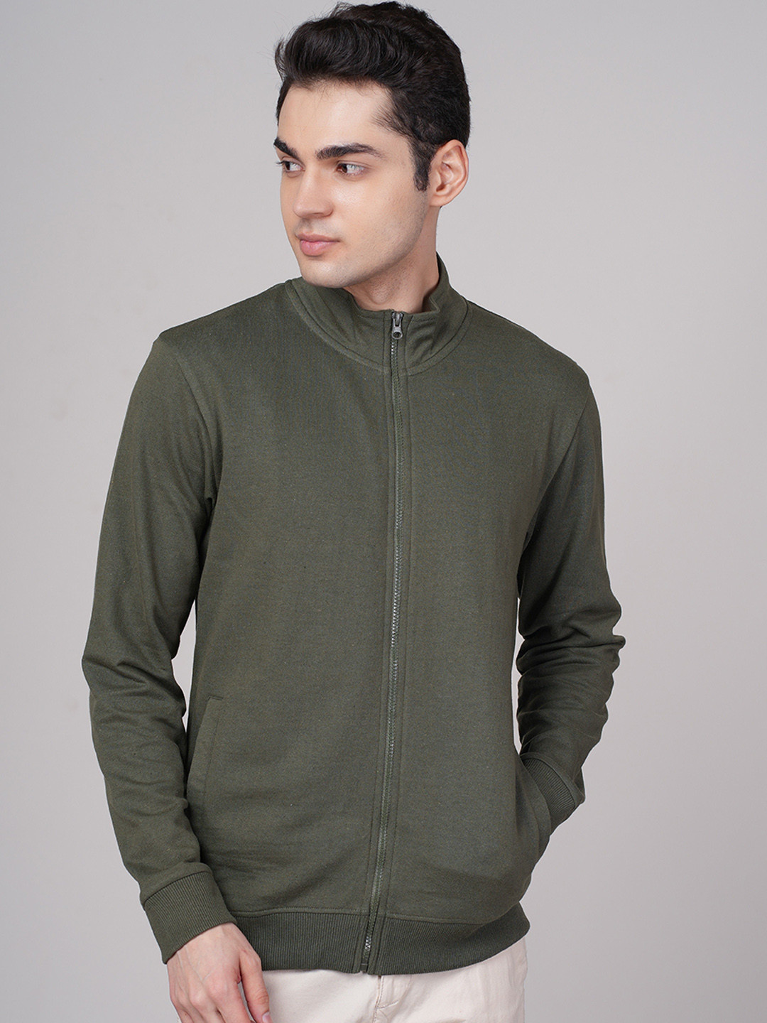 OUTLAWS Men Mock Collar Solid Bomber Jacket