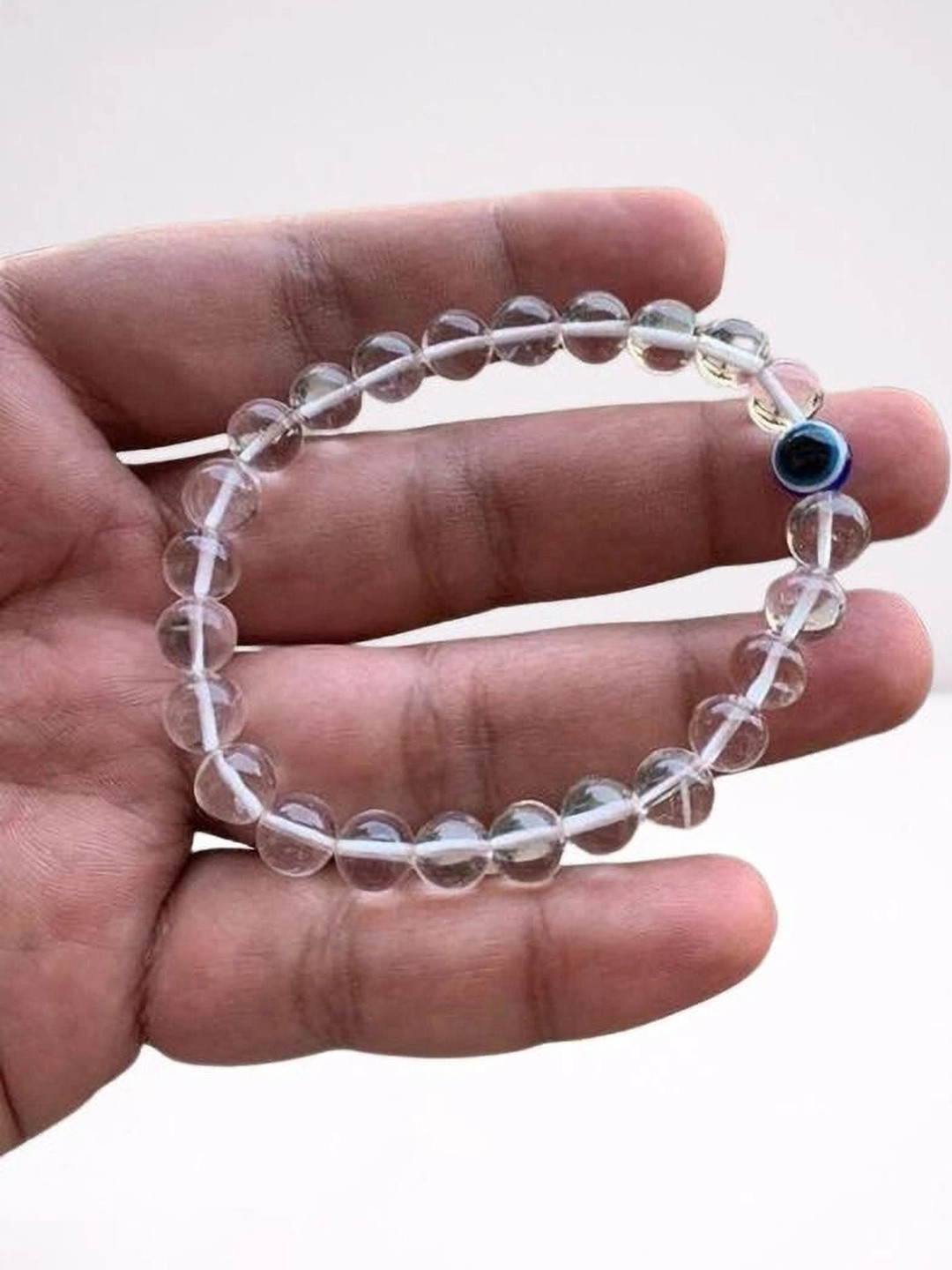Sukhad Unisex Evil Eye With Quartz 8 mm Beads Charm Bracelet