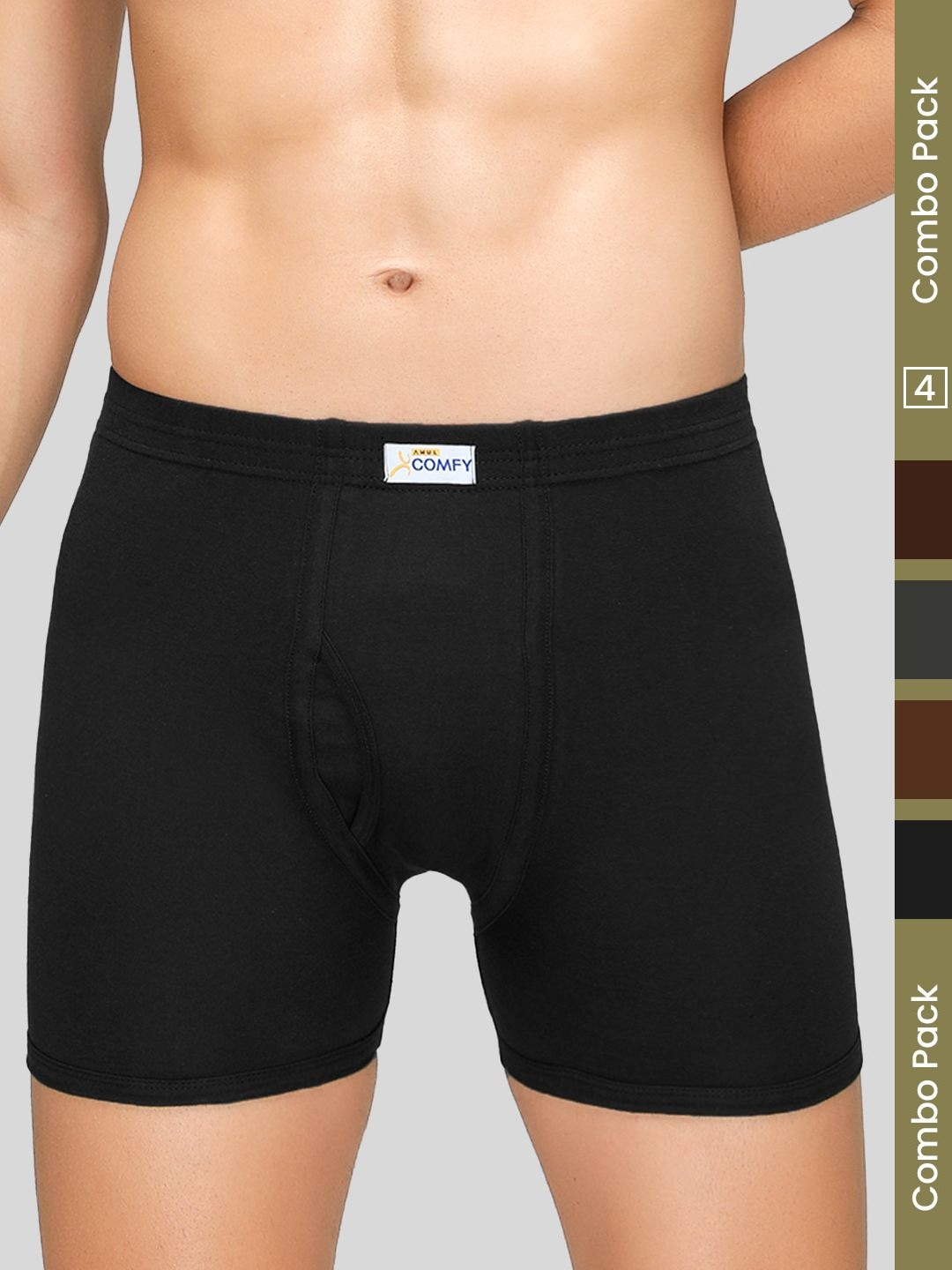Amul Comfy Men Multi Colored Pack of 4 Plain Cotton Trunk
