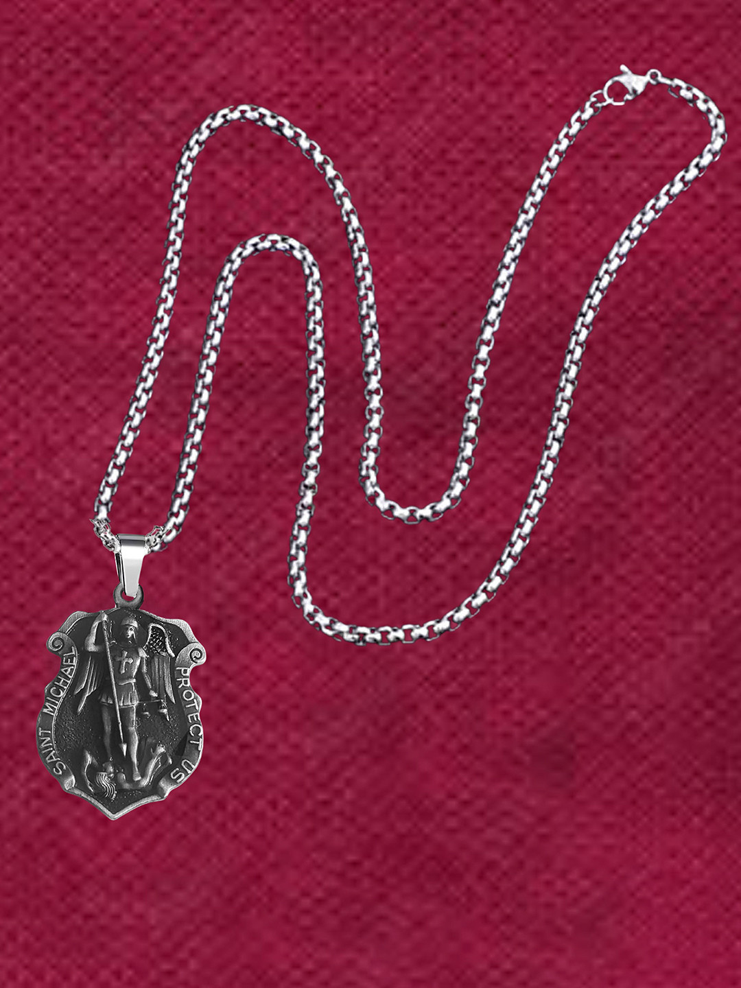 THE MEN GIFT Saint Michael The Archangel Shaped Pendant With Chain