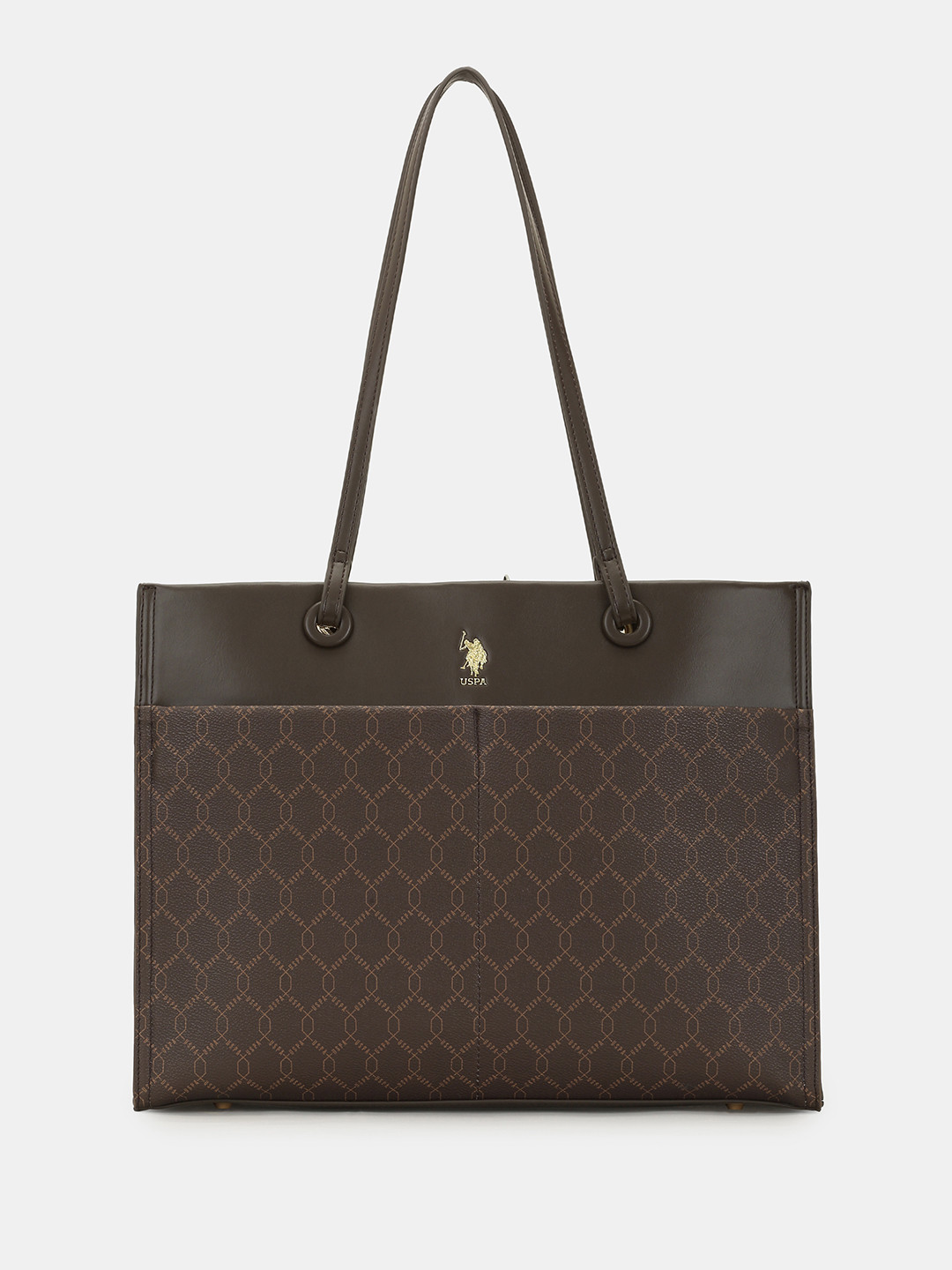 U.S. Polo Assn. Women Bria Brown Multipurpose Monogram Tote Bag