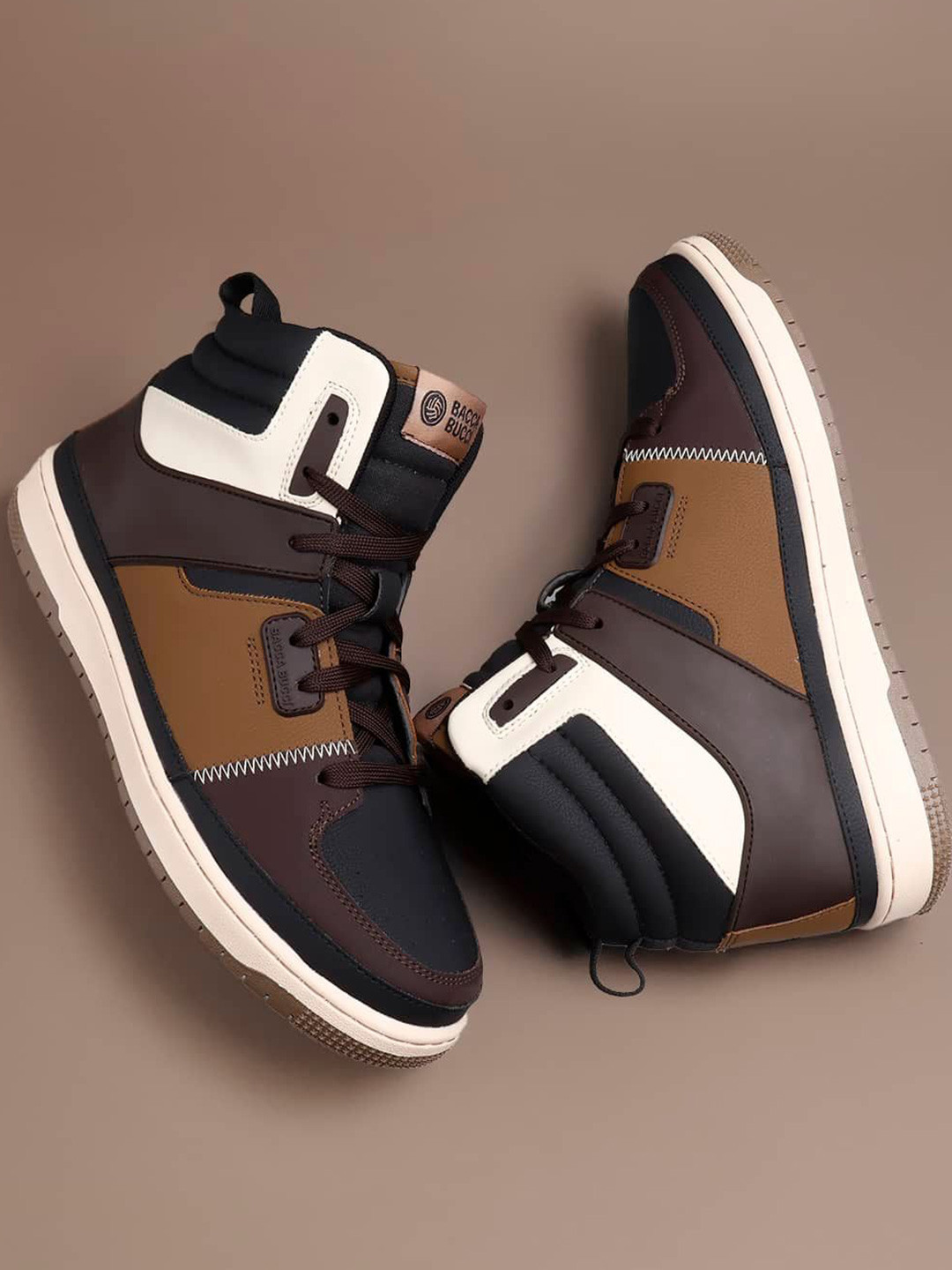 bacca bucci Gourmet Collection Men Colourblocked Mid-Top Sneakers