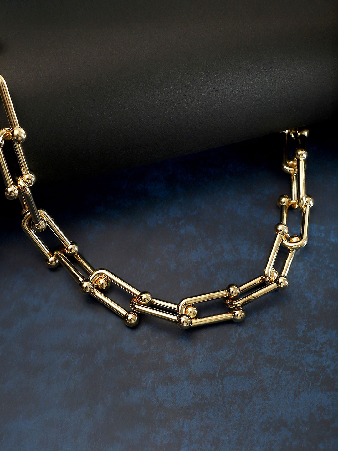 SOHI Gold-Plated Chunky Clip-Link Minimal Necklace Chain