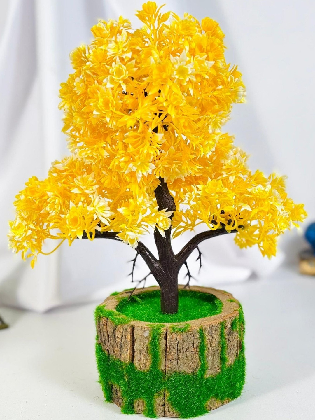 Dekorly Yellow Plastic  Artificial Flowers & Plants With Pot