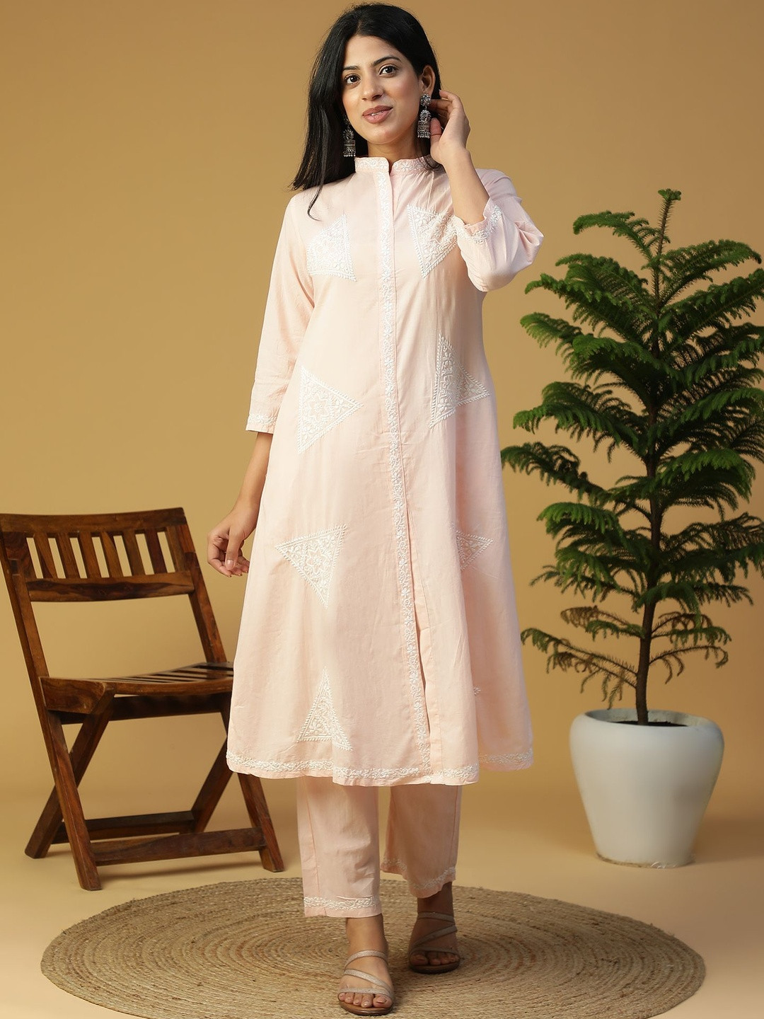 SEMAL HANDICRAFTS Women Ethnic Motifs Embroidered Cotton Kurta with Trousers