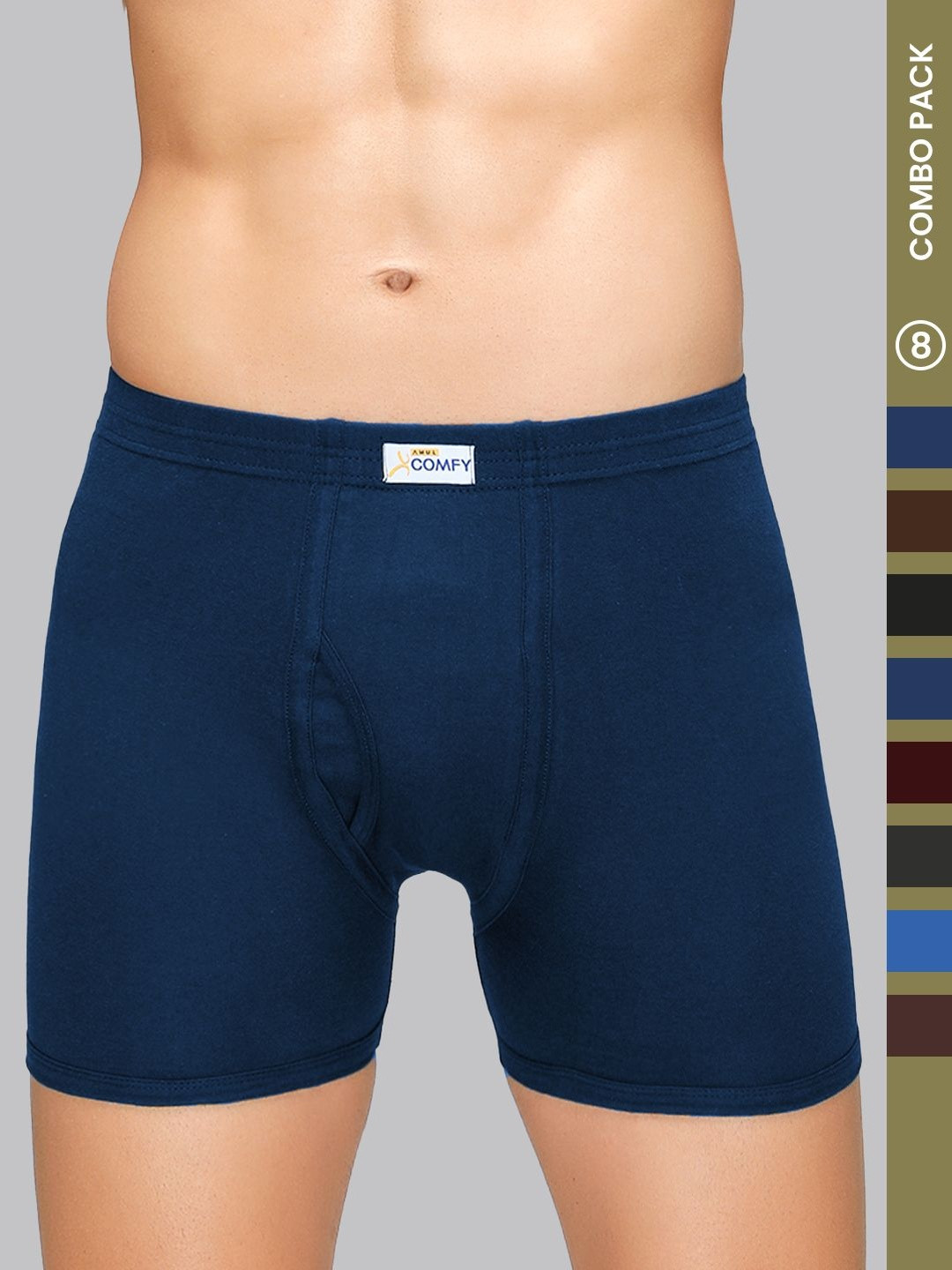 AMUL COMFY Assorted Pack of 8 Cotton Trunk