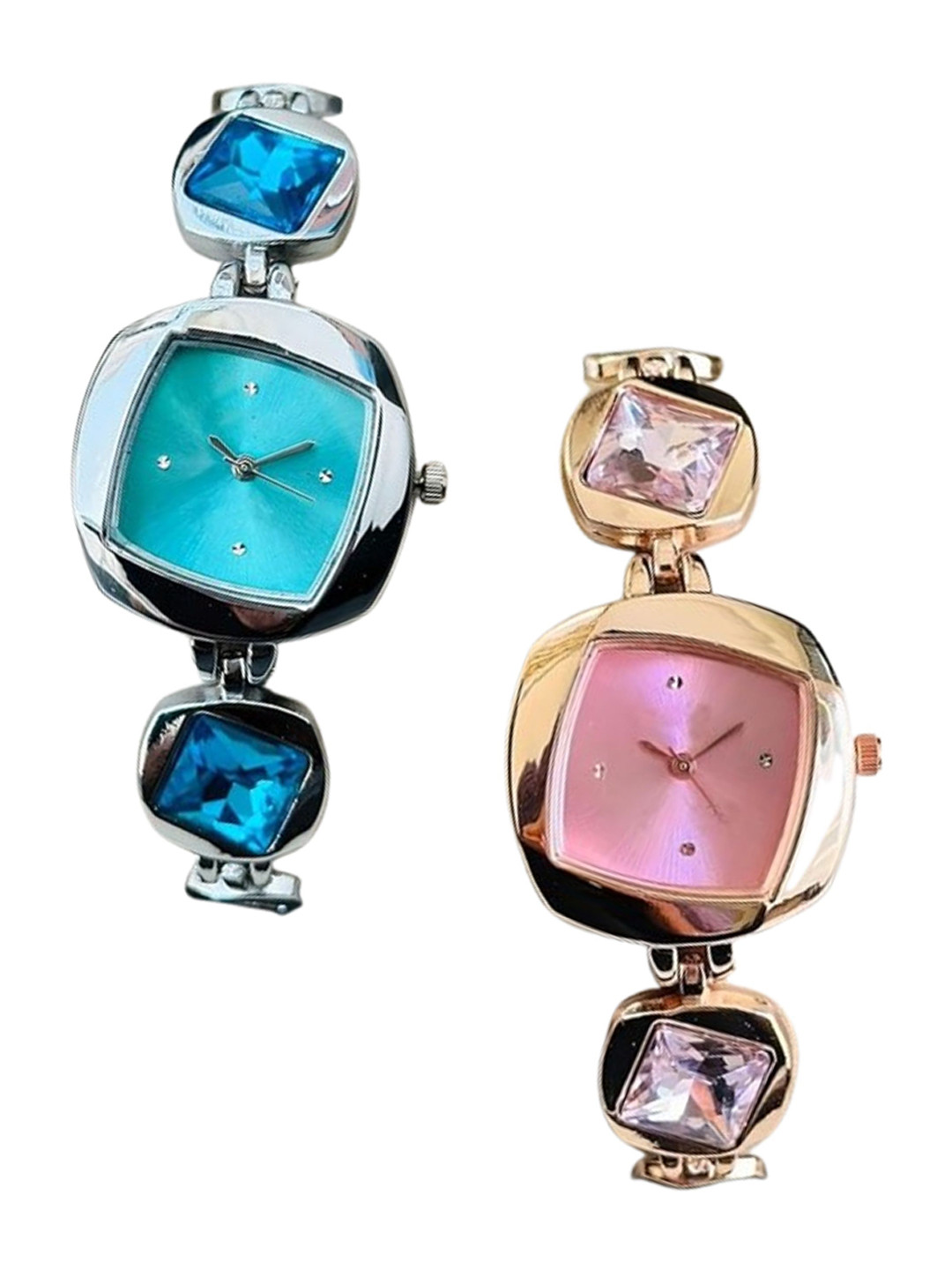 THE SHOPOHOLIC Women Set of 2 Bracelet Style Straps Analogue Watches LR-SKY-ROSE-PINK