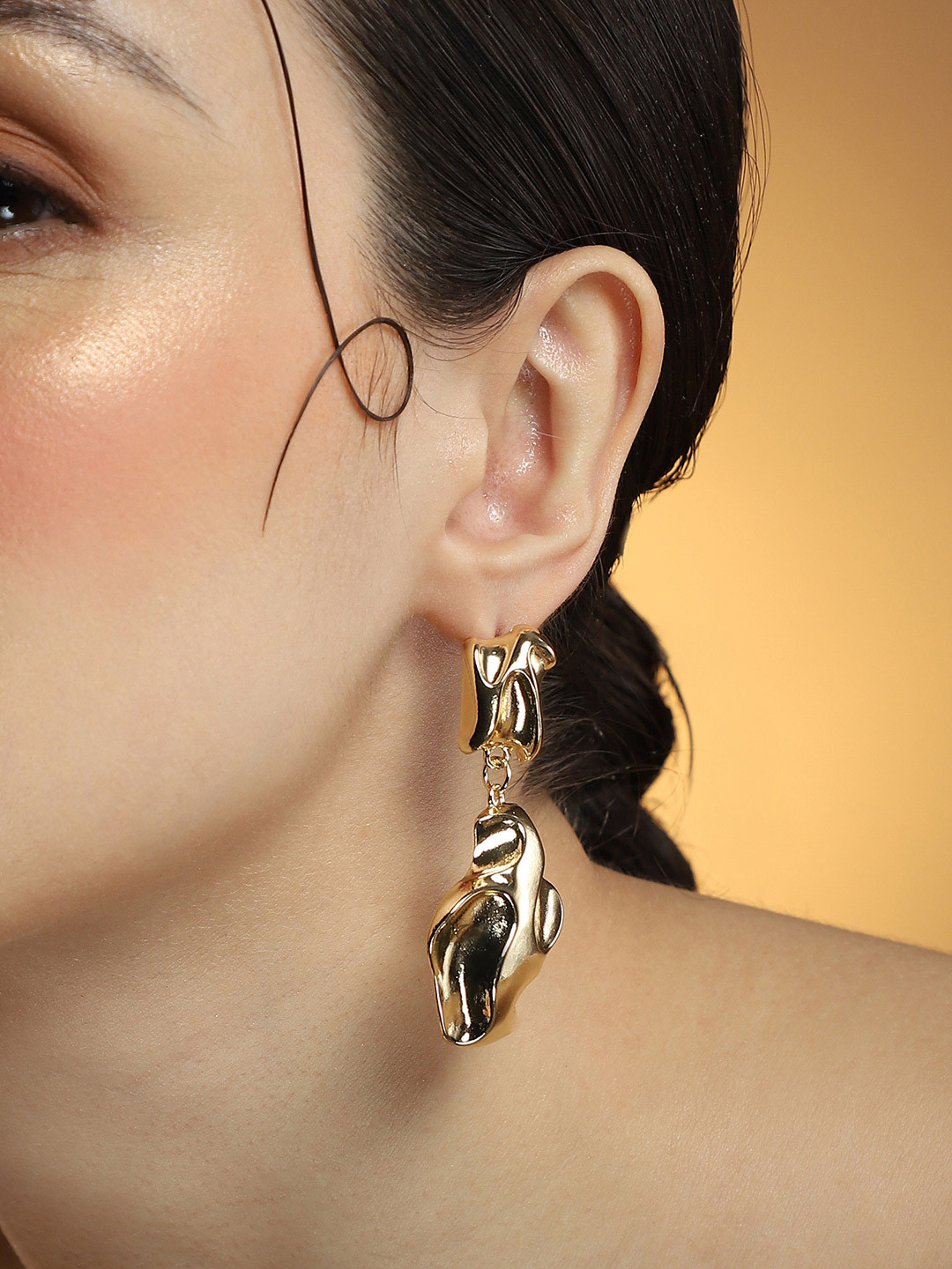 SOHI Gold-Plated Eroded Drop Earrings