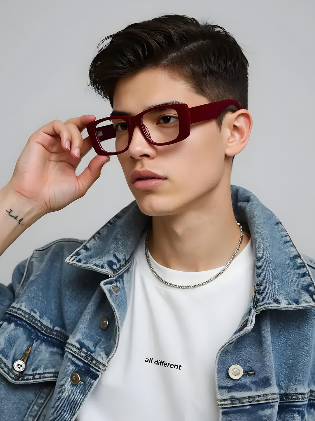 Ted Smith Unisex Maroon Premium Acetate Full Rim Rectangle Frames