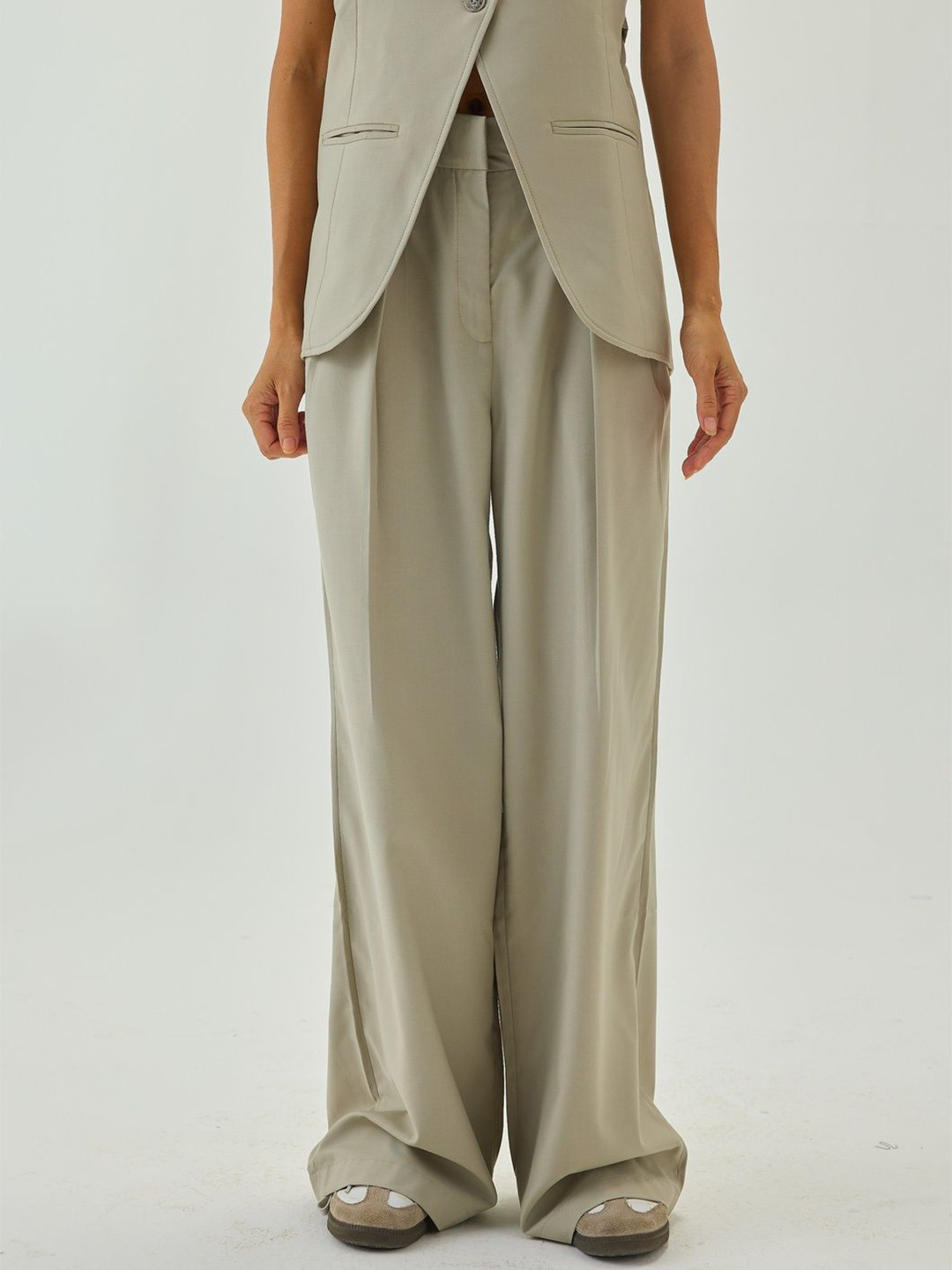 Shop Staple Women Wide Leg High-Rise Pleated Trousers