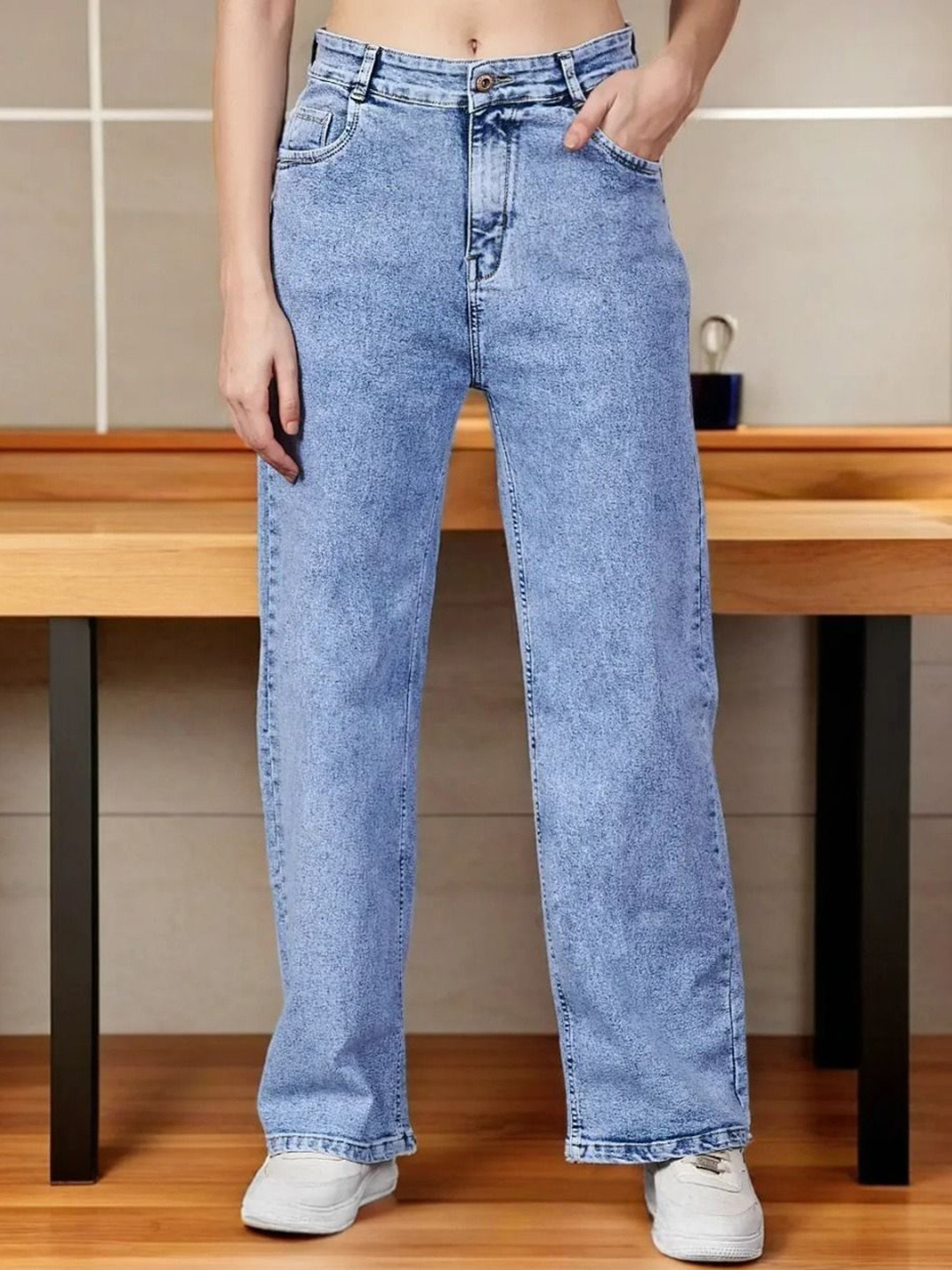 R.Code by The Roadster Life Co. Women Jean Mid Rise Light Fade Acid Wash Stretchable Jeans