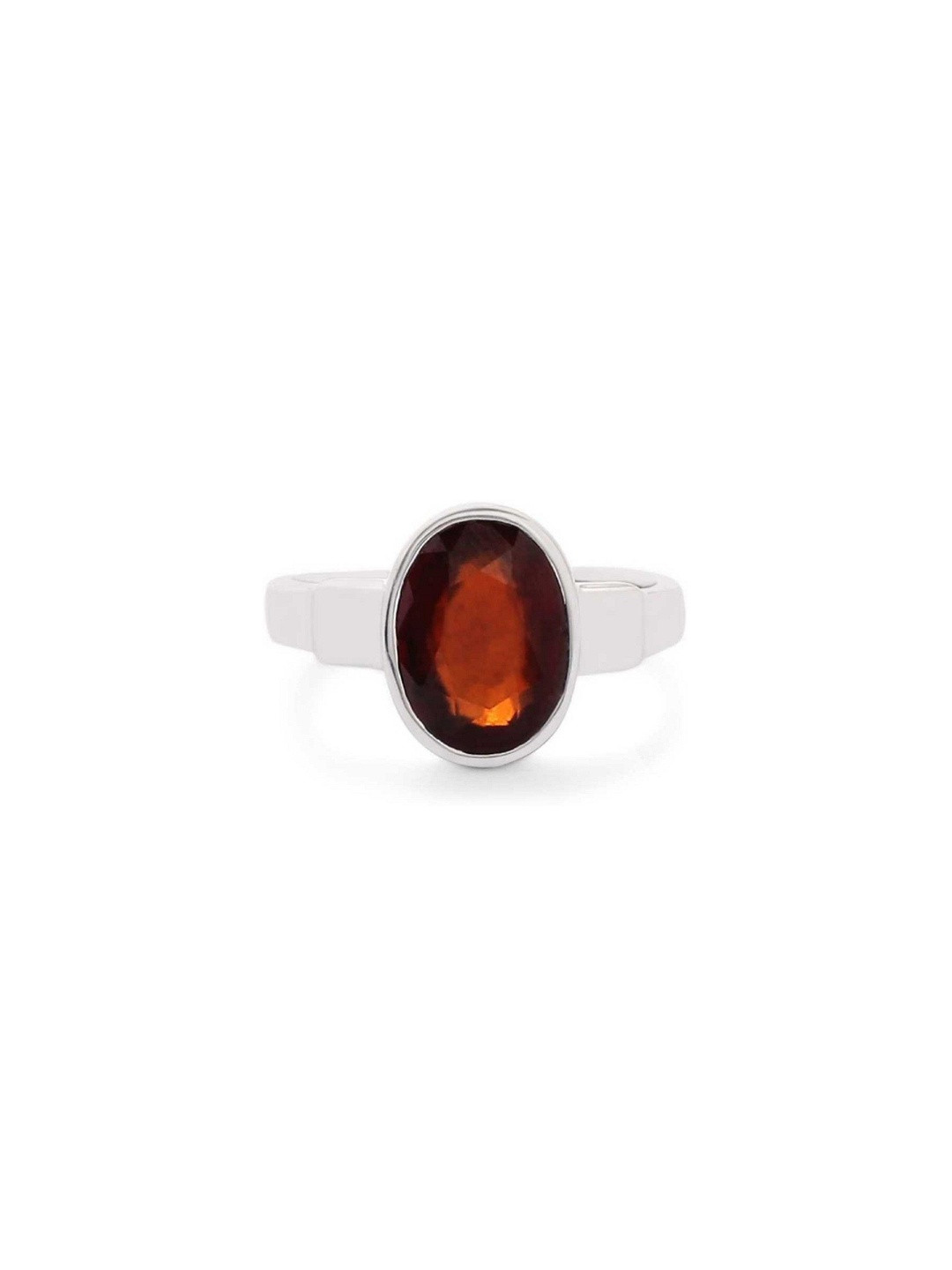 elitemart Men Silver-Plated Alloy Garnet Finger Ring