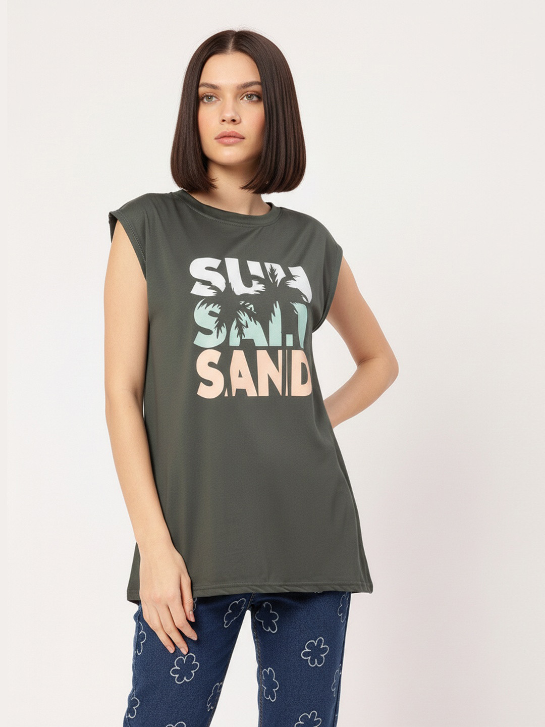 DressBerry Beachy Vibes Printed Extended Sleeves Tee