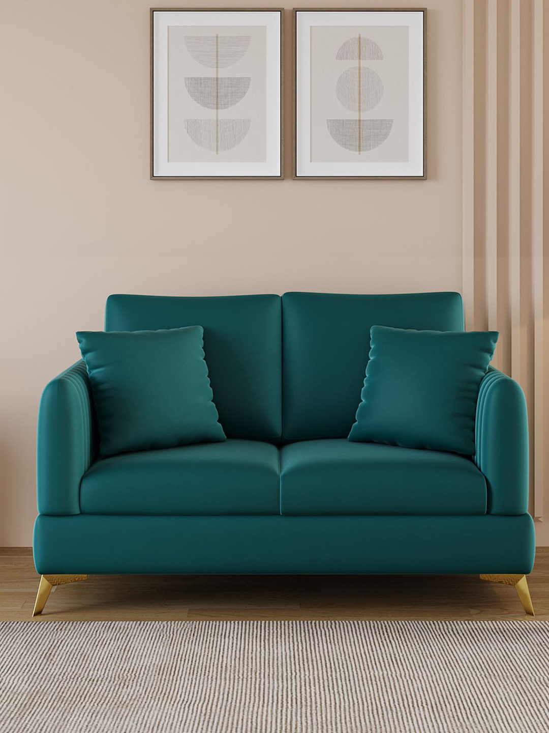 ARRA Zara Teal Green 2 Seater Velvet Sofa
