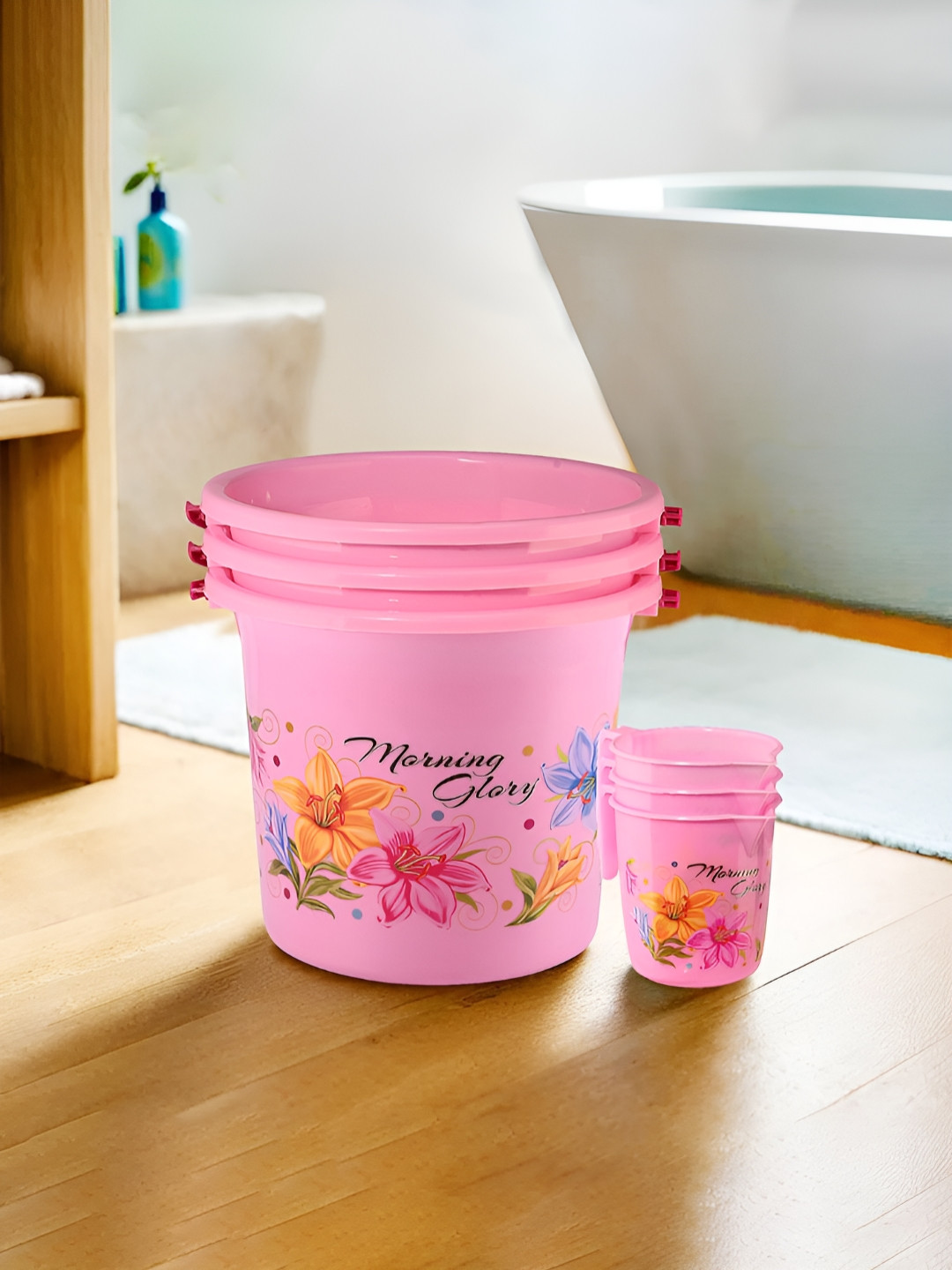 Aura Blue & Green 6 Pieces Floral Printed Bathroom Combo Sets