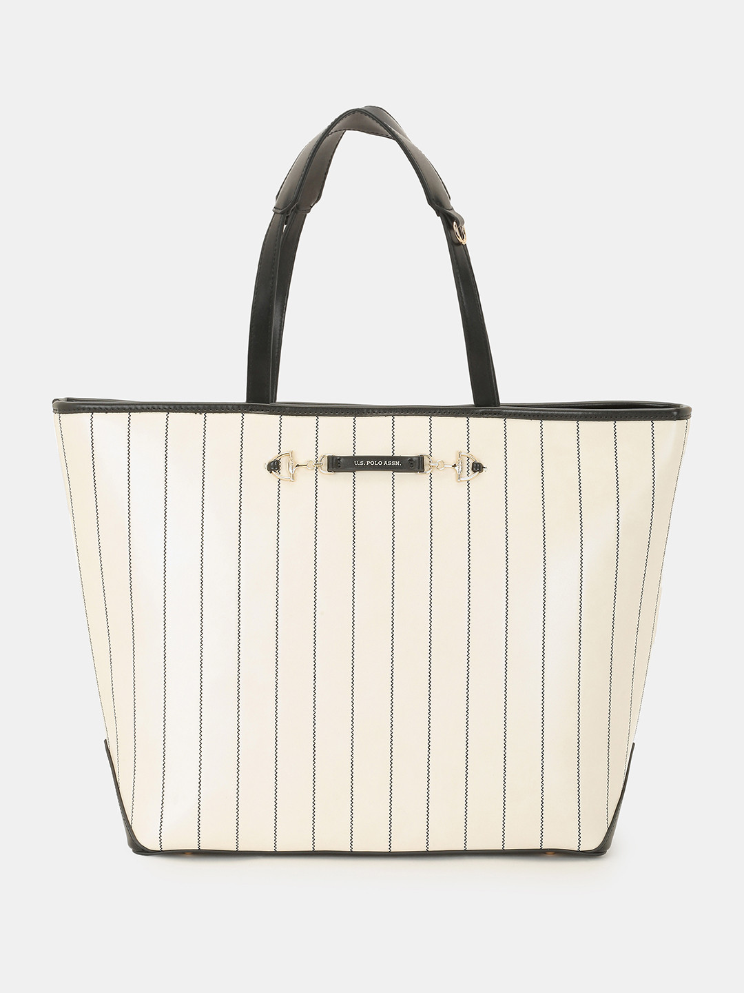U.S. Polo Assn. Women Bunny Off-White Striped Office Tote bag