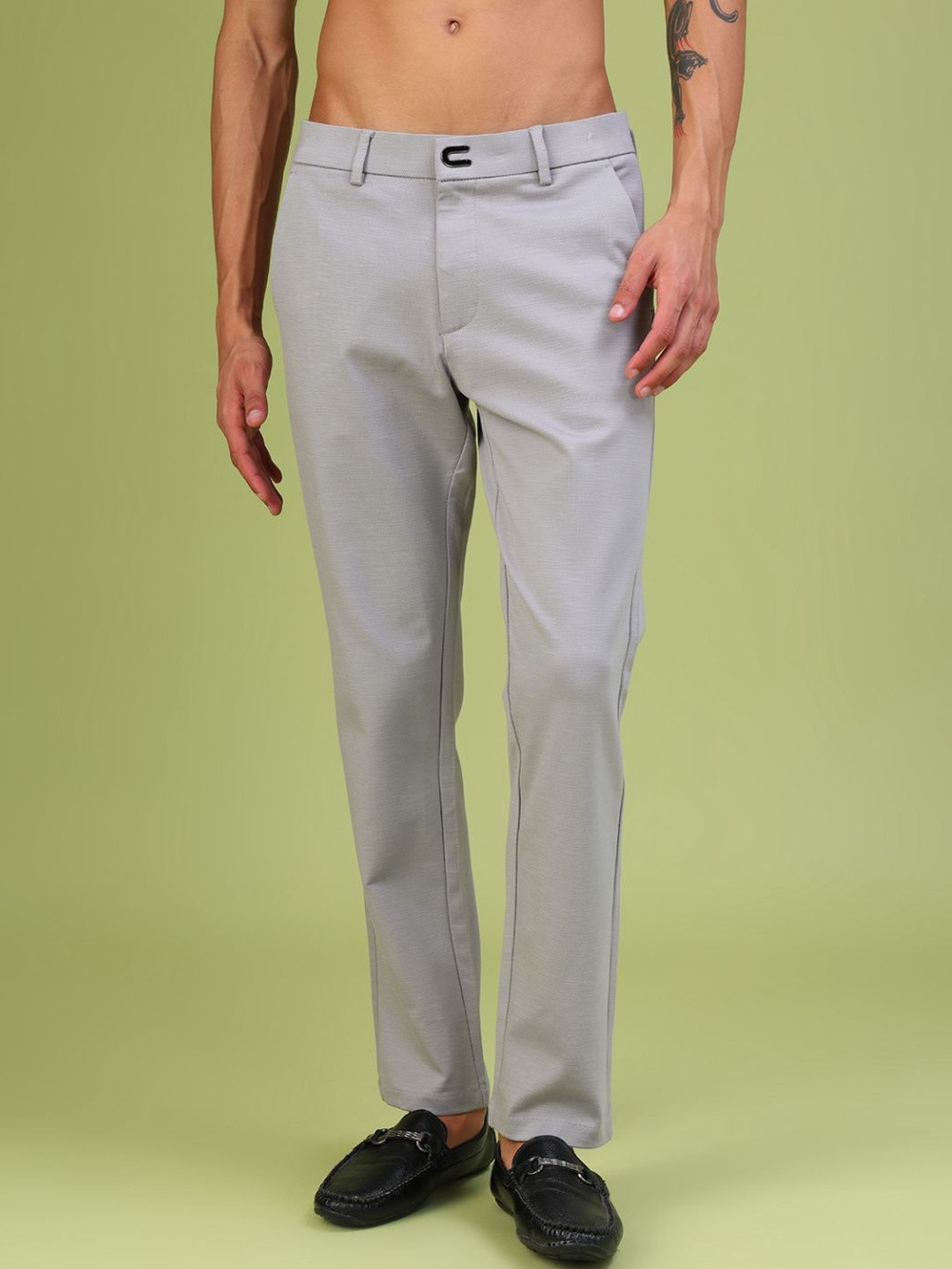 LIMEROAD Men Self Design Chinos Casual Trousers
