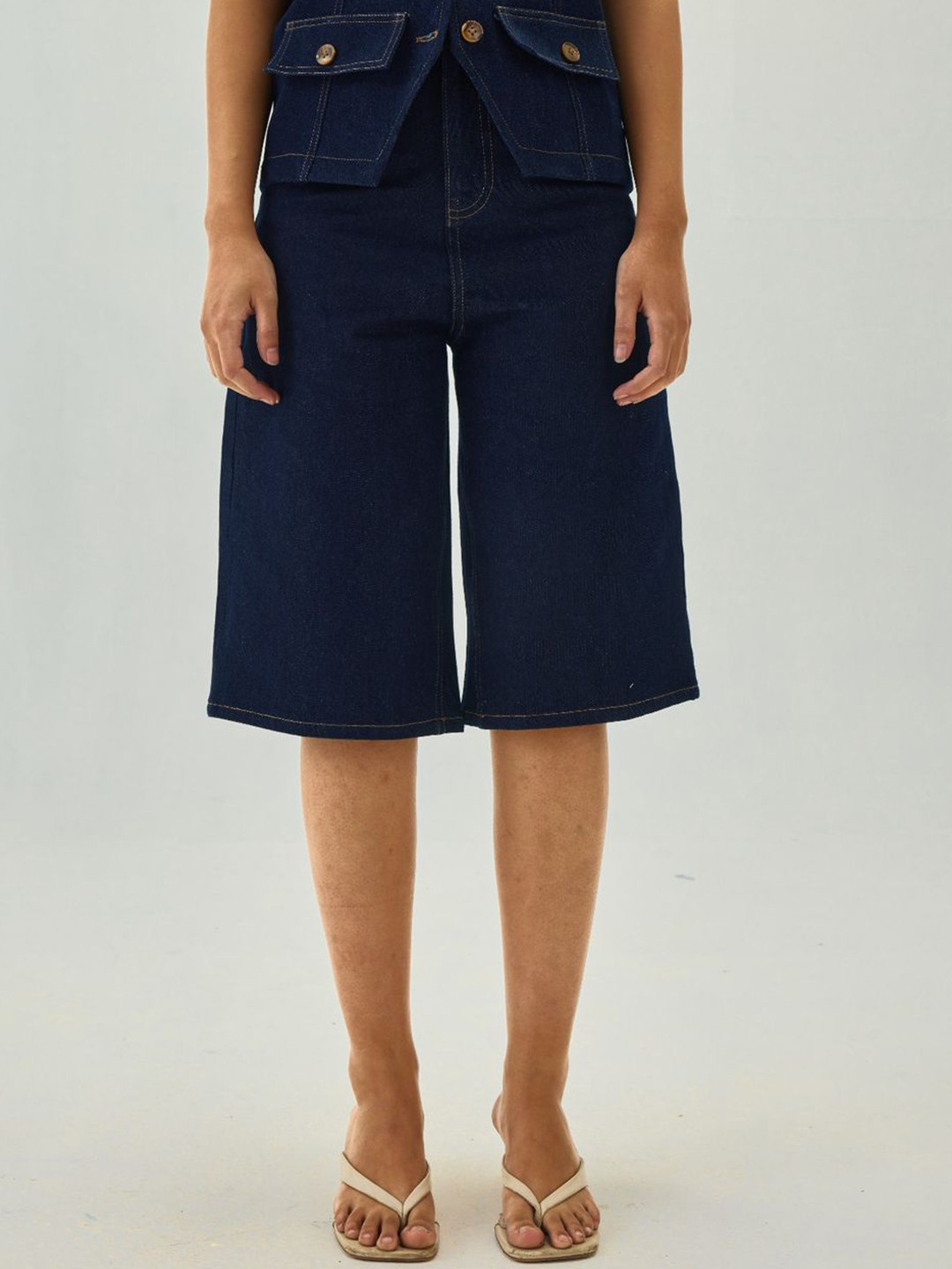Shop Staple Women Blue Denim Bermuda Straight Shorts