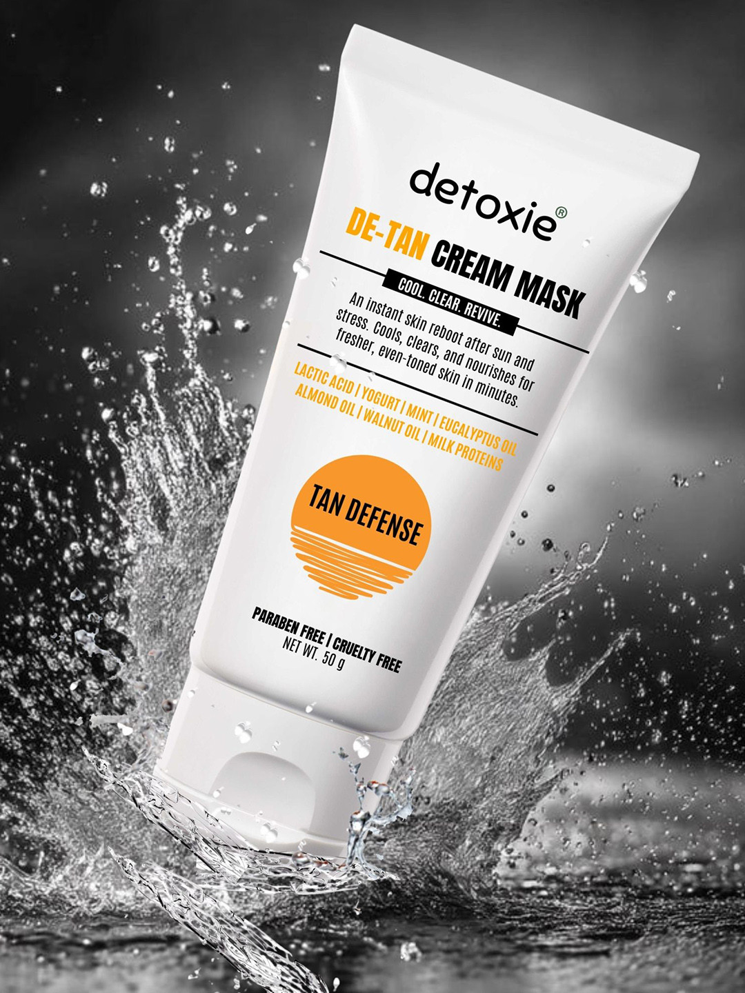 Detoxie Set Of 2 SPF 50 Sunscreen Gel - 50 ml & De Tan Cream Mask - 50 g