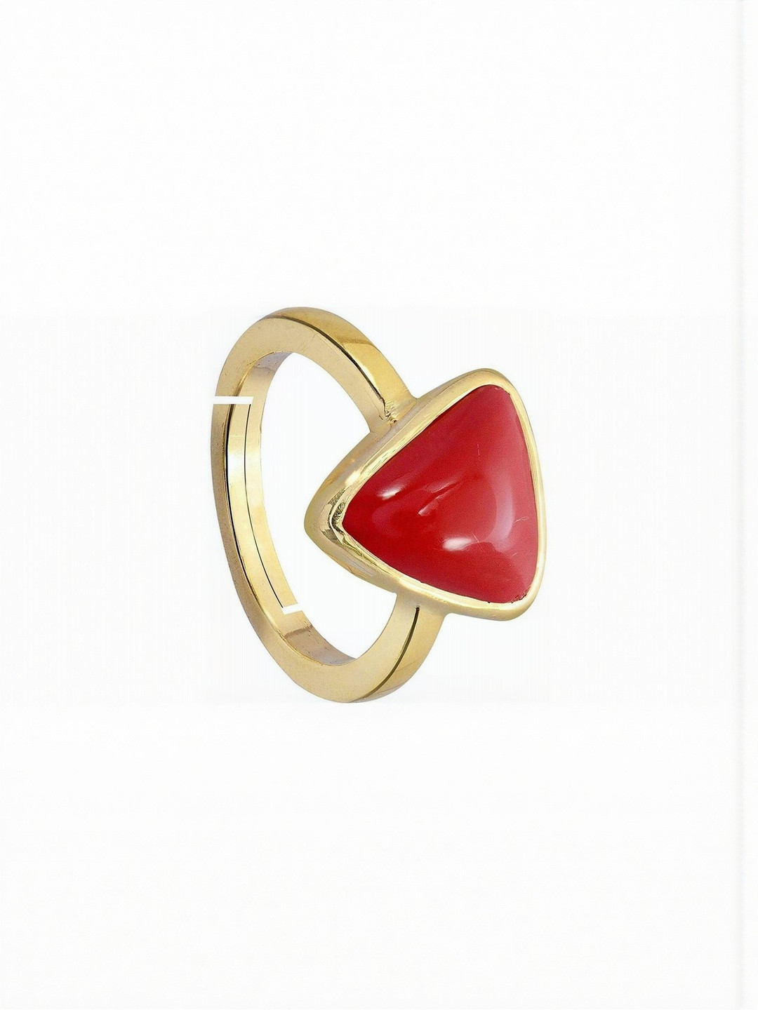 elitemart Unisex Gold-Plated  5.55 Carat Moonga Astrological Stone Coral Adjustable Ring