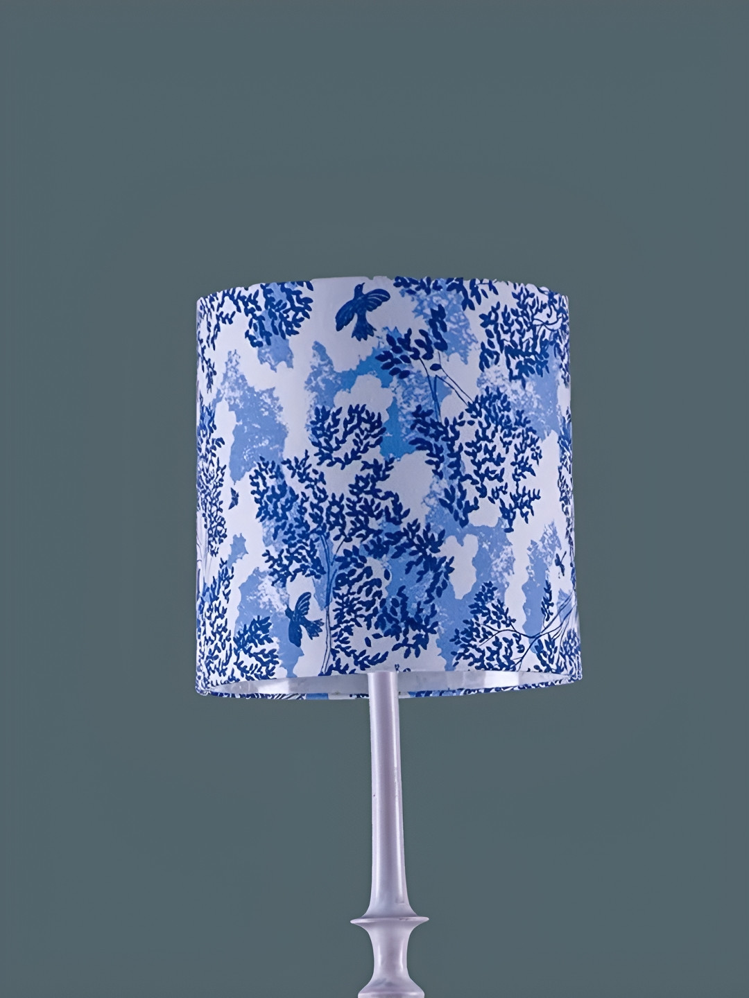 FREEDOM TREE Divi Divi Blue & White Printed Cylinder Shaped Floor Lamp