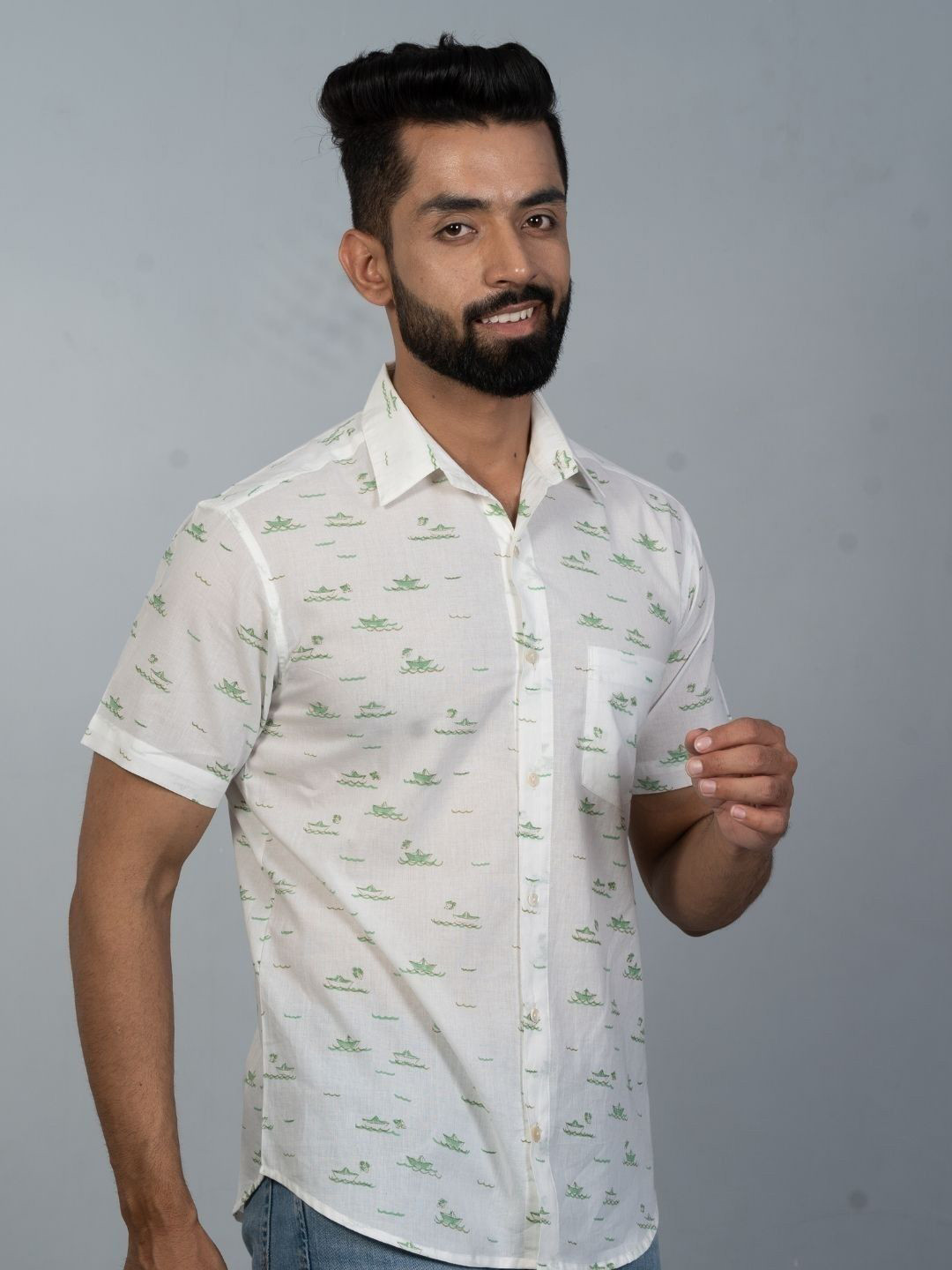 Awdhesh Kumar Classic Printed Spread CollarCotton Shirt