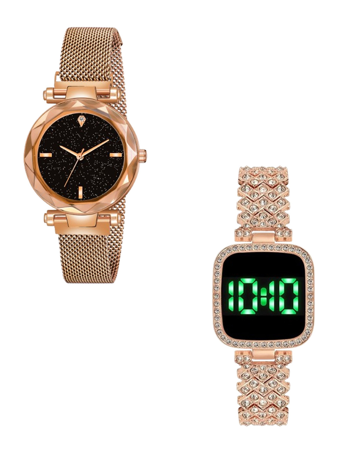 THE SHOPOHOLIC Women Pack Of 2 Round Dial Analogue Watch FOUR-C-TS