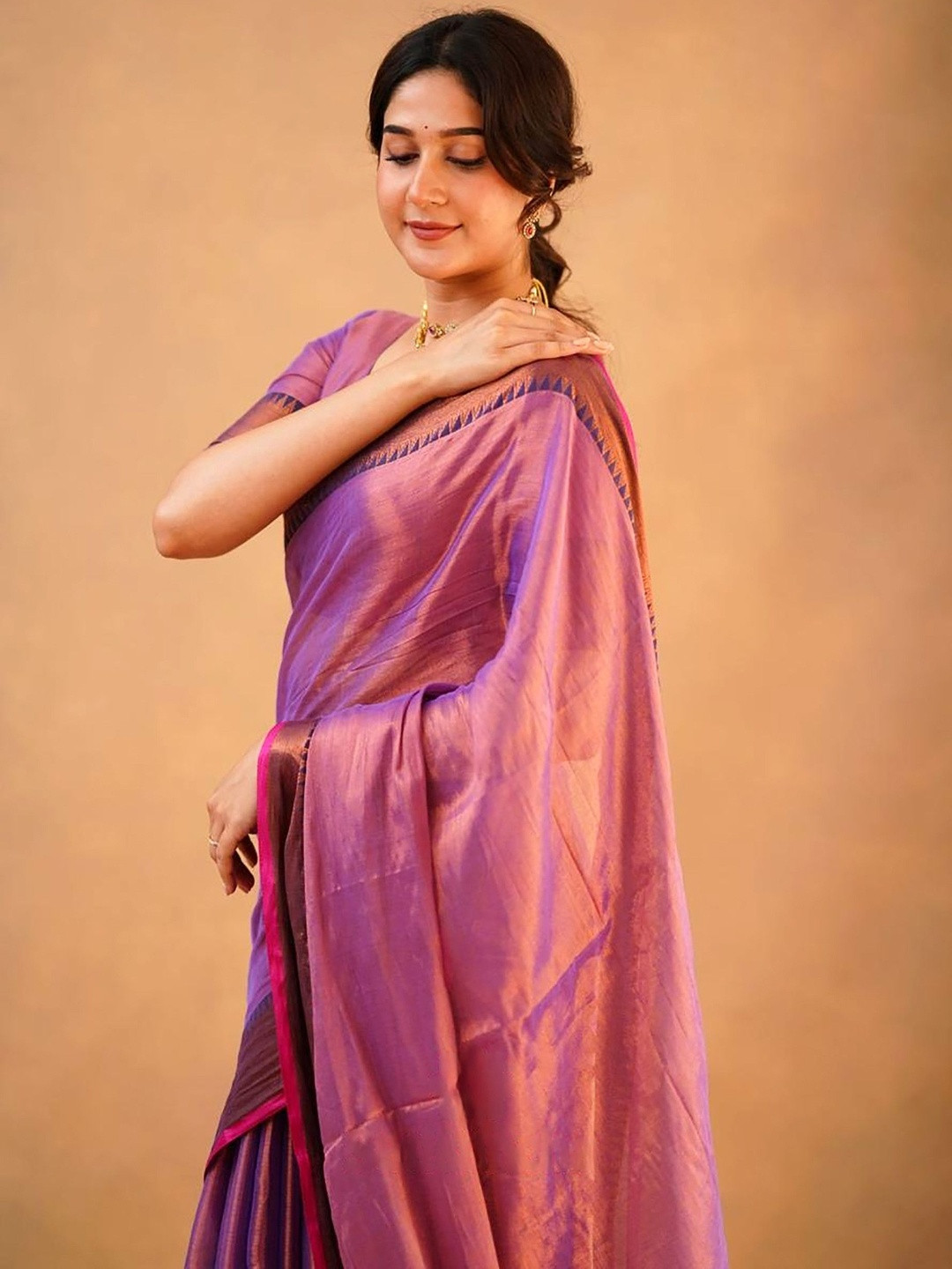 RIDDHIMAN FASHION Tissue Paithani Saree With Unstiched Blouse Piece