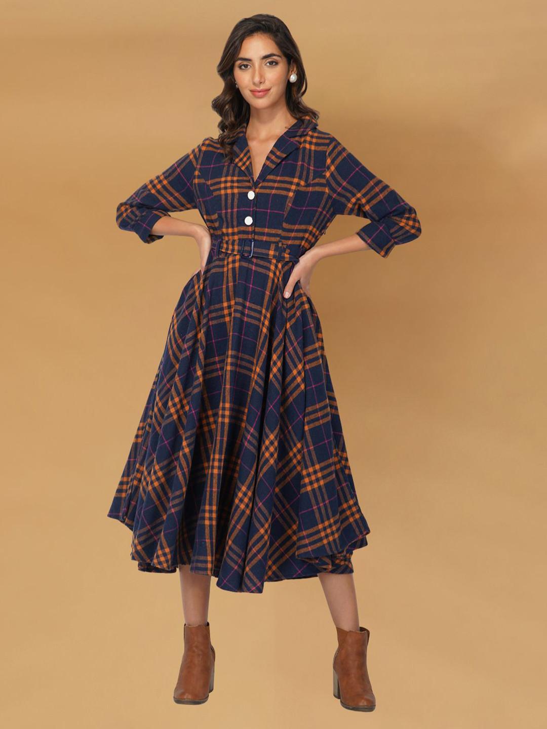 Beatnik Checked Midi Dress