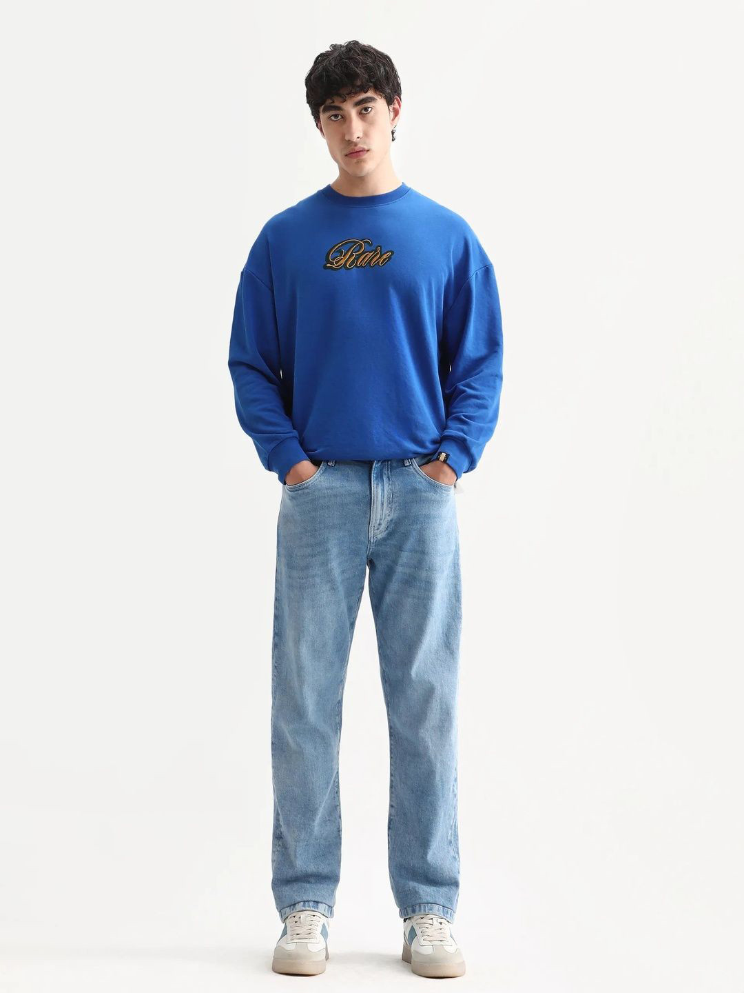 RARE RABBIT Men Regular Fit Mid-Rise Heavy Fade Non Stretchable Jeans