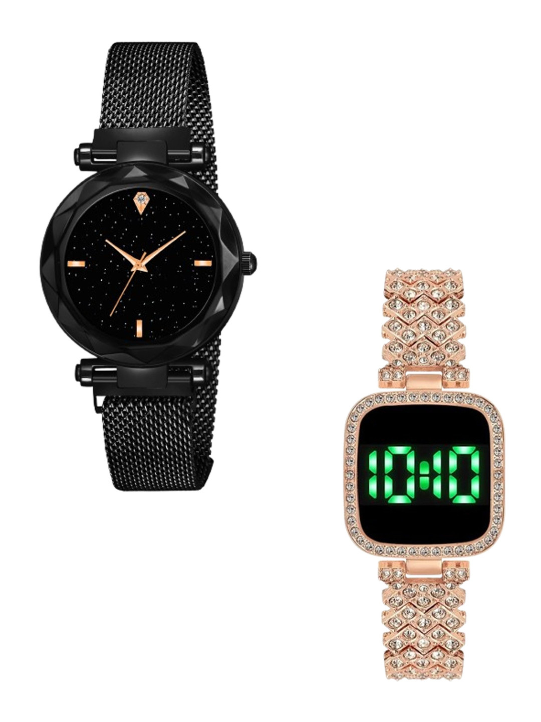 THE SHOPOHOLIC Girls Set of 2 Bracelet Style Straps Analogue Watch FOUR-B-TS