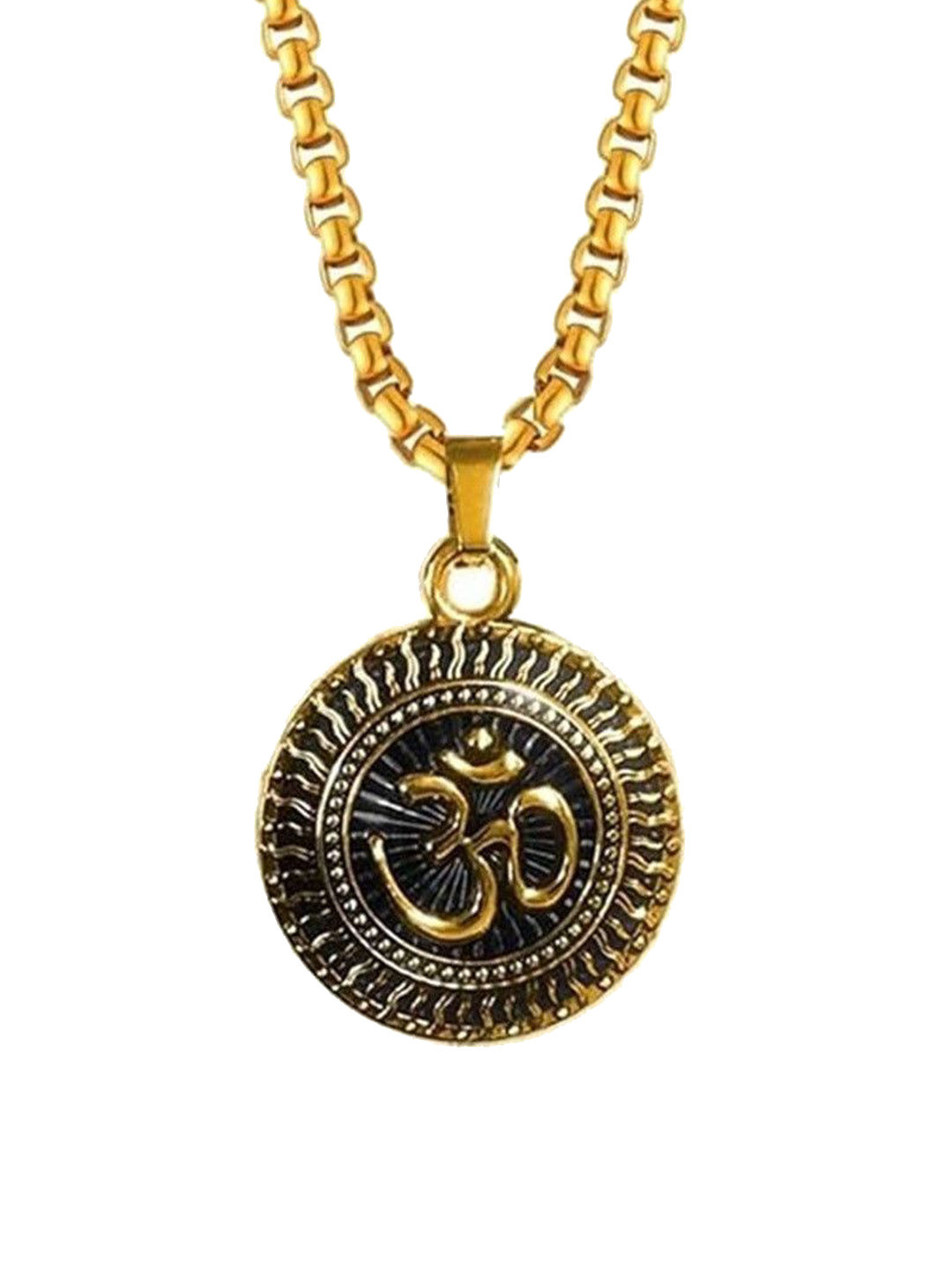 Tustrion Unisex Gold-Plated Om Circular Pendant With Chain